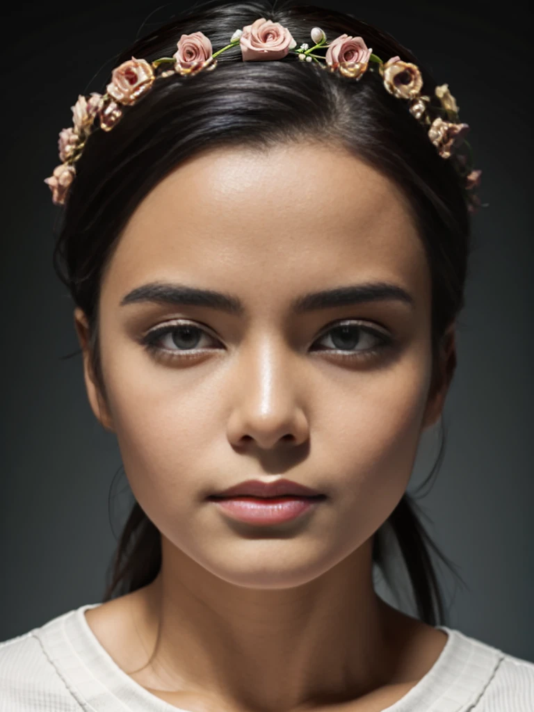 (head of'artwork), (realistic), (best quality), (8k), ultra detailed, HD, BRUT, (1 woman), beautiful young woman, young Danielle Nicolet:0.4, The young Lais Ribeiro:0.2, young Maya Jama:0.4, big, beautiful brown eyes, hermosos ojos almendrados marrones realistics y detallados, beautiful brown hair, small nose, greek nose, perfectly straight nose, the most beautiful straight nose, exceptional beautiful woman, Transparent red lipstick, wear a yellow shirt dress, in the lake
