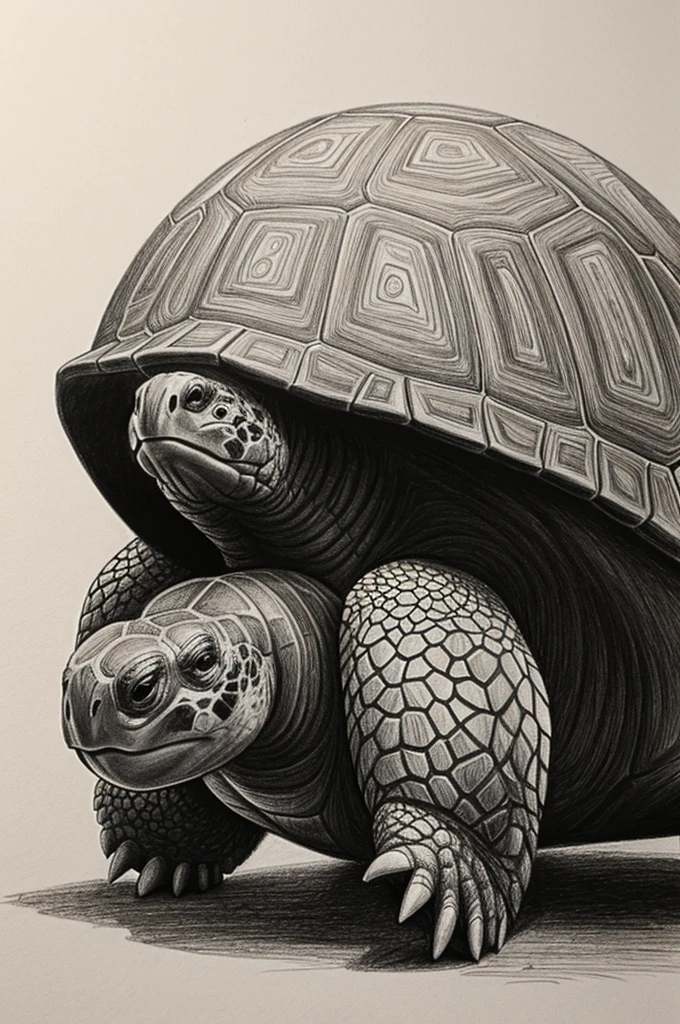 tortoise but in pencil drawing style