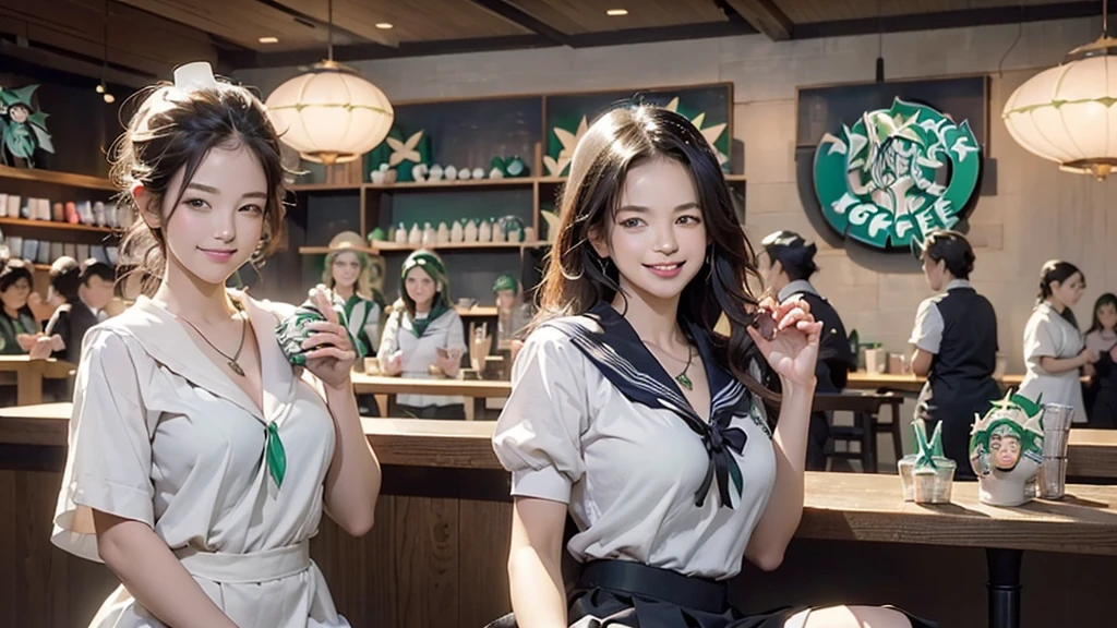 
((((((((Cleavage Emphasis 0))))))))
((((((((A junior high school girl in a  white short-sleeved sailor uniform))))))))
(((((お洒落でcuteInside the Starbucks store)))))
(((((ponytail)))))
8K、RAW Photos、Highest quality、Super detailed、Super Resolution、Ultra HD、8K壁紙、Amazing details



(((((((Inside the Starbucks store)))))))、((((((Sit down and eat cake、Drink Starbucks coffee、smile))))))、((Heart Necklace))




Modern and sleek design：Interior design using natural materials、Many of the designs are warm and made using wood and metal.。
Large windows：自然光をたっぷり取り入れるためのLarge windowsがあり、Providing a bright and open space。
Green Interior：Potted plants are effectively placed、It creates a relaxing atmosphere。
artwork：Works by local artists、Starbucks-related art on display。
Cozy seating：Cushioned chairs and sofas、Bar sheet etc.、A variety of seating options available。
Open kitchen area：Being able to see how drinks and food are made、We provide peace of mind and transparency。
Unique lighting：Antique lamps and chandeliers、Modern lighting fixtures are used。
Comfortable background music：Relaxing music is playing、A comfortable space is provided。
Wide々Table space：一人でもグループでも使いやすいWide々There is a table with。
Community Table：There is a large table where you can socialize with other customers.。
Seasonal decorations：The decorations are themed according to the season.。
Design with a local feel：The design incorporates the local culture and characteristics.。
Fragrance production：コーヒーの香りが店内にWideがり、A space that satisfies the five senses has been created.。
Conversation with a barista：フレンドリーなConversation with a baristaが楽しめるカウンターエリアがあります。




8K、RAW Photos、Highest quality、masterpiece:1.2、Super detailed、Super Resolution、Ultra HD、8K壁紙、Amazing details、Photorealistic:1.4、Having fun by the water、Full Body Shot、Full body photo、High-resolution RAW color photos、Professional photos、A scene full of emotion、Very detailed and beautiful、Ultra HD、8K壁紙、Amazing details、Huge file sizes、Highly detailed beautiful girls、Highly detailed face Highly detailed eyes、Extremely realistic skin、 Highly detailed fingers, Highly detailed nose, Highly detailed mouth, Perfect , Highly detailed background, Highly detailed clothing, Teen, cute女の子, Famous Japanese Idols, cute, Realistic body, Slender, White skin, Glowing Skin, Slim body, Realistic Face, Delicate eyes, double eyelid, 



