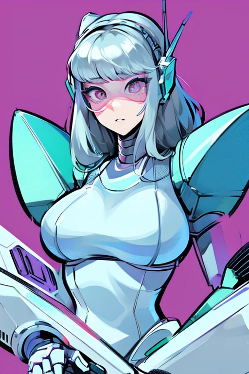 empty eyes,robotized woman,robot transformation ,big bust,Robot Joint