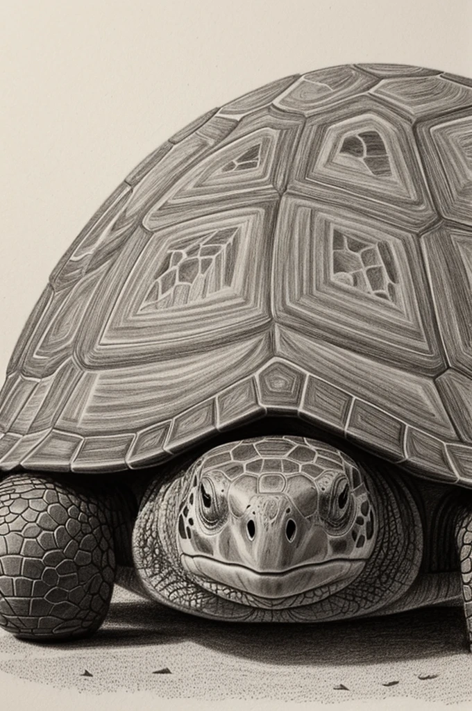 a single tortoise but in pencil drawing style