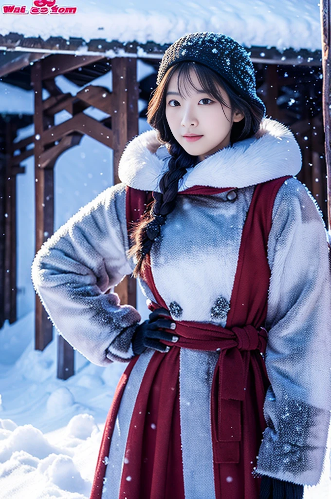 Tall and strong female snow warrior，Beast Fur Battle Suit