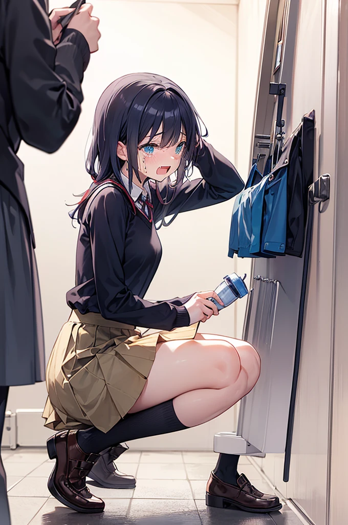 , Jumper skirt, Pee, Are crying, Peeing　