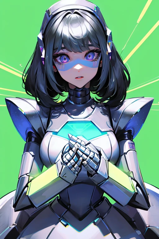 empty eyes,robotized woman ,big bust,Robot Joint ,Metal skin,dress,android,Robot Suit