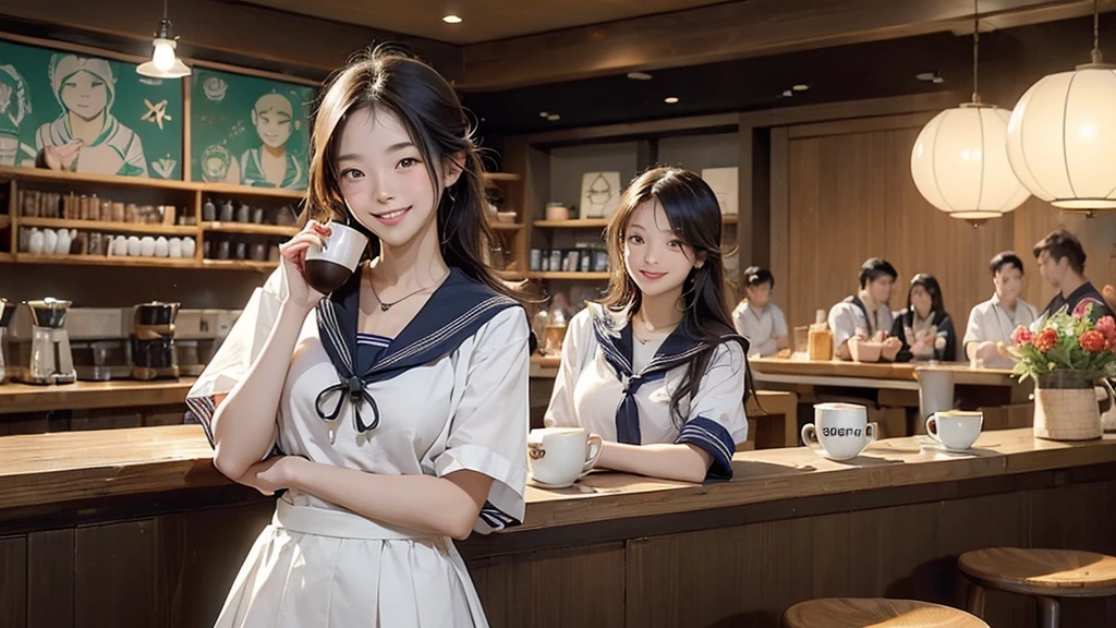 (((((((Emphasize cleavage)))))))
((((((((A junior high school girl in a sexy white short-sleeved sailor uniform))))))))
(((((((お洒落でcuteInside the Starbucks store)))))))
8K、RAW Photos、Highest quality、Super detailed、Super Resolution、Ultra HD、8K壁紙、Amazing details
(((((((Inside the Starbucks store)))))))、((((((Sit down and eat cake、Drink Starbucks coffee、smile))))))、((Heart Necklace))
Modern and sleek design:Interior design using natural materials、Many of the designs are warm and made using wood and metal.。
Large windows:自然光をたっぷり取り入れるためのLarge windowsがあり、Providing a bright and open space。
Green Interior:Potted plants are effectively placed、It creates a relaxing atmosphere。
artwork:Works by local artists、Starbucks-related art on display。
Cozy seating:Cushioned chairs and sofas、Bar sheet etc.、A variety of seating options available。
Open kitchen area:Being able to see how drinks and food are made、We provide peace of mind and transparency。
Unique lighting:Antique lamps and chandeliers、Modern lighting fixtures are used。
Comfortable background music:Relaxing music is playing、A comfortable space is provided。
Wide々Table space:一人でもグループでも使いやすいWide々There is a table with。
Community Table:There is a large table where you can socialize with other customers.。
Seasonal decorations:The decorations are themed according to the season.。
Design with a local feel:The design incorporates the local culture and characteristics.。
Fragrance production:コーヒーの香りが店内にWideがり、A space that satisfies the five senses has been created.。
Conversation with a barista:フレンドリーなConversation with a baristaが楽しめるカウンターエリアがあります。
8K、RAW Photos、Highest quality、masterpiece:1.2、Super detailed、Super Resolution、Ultra HD、8K壁紙、Amazing details、Photorealistic:1.4、Having fun by the water、Full Body Shot、Full body photo、High-resolution RAW color photos、Professional photos、A scene full of emotion、Very detailed and beautiful、Ultra HD、8K壁紙、Amazing details、Huge file sizes、Highly detailed beautiful girls、Highly detailed face Highly detailed eyes、Extremely realistic skin、 Highly detailed fingers, Highly detailed nose, Highly detailed mouth, Perfect Anatomy, Highly detailed background, Highly detailed clothing, Teen, cute女の子, Famous Japanese Idols, cute, Realistic body, Slender, White skin, Glowing Skin, Slim body, Realistic Face, Delicate eyes, double eyelid,