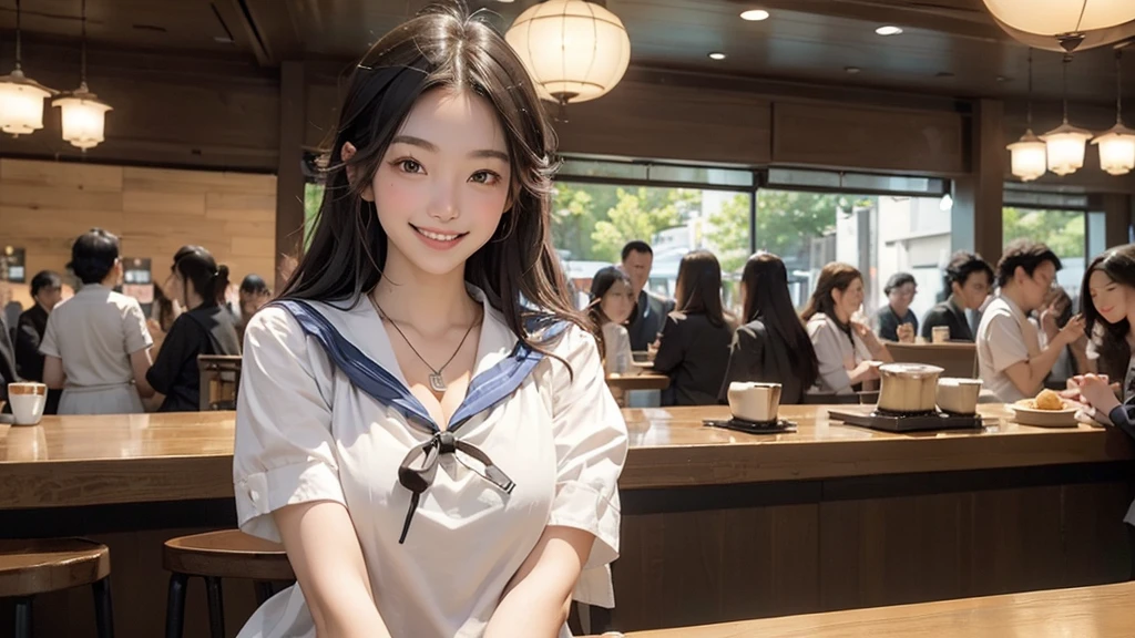 
(((((((Emphasize cleavage)))))))
((((((((A junior high school girl in a sexy white short-sleeved sailor uniform))))))))
(((((((お洒落でcuteInside the Starbucks store)))))))
8K、RAW Photos、Highest quality、Super detailed、Super Resolution、Ultra HD、8K壁紙、Amazing details



(((((((Inside the Starbucks store)))))))、((((((Sit down and eat cake、Drink Starbucks coffee、smile))))))、((Heart Necklace))




Modern and sleek design：Interior design using natural materials、Many of the designs are warm and made using wood and metal.。
Large windows：自然光をたっぷり取り入れるためのLarge windowsがあり、Providing a bright and open space。
Green Interior：Potted plants are effectively placed、It creates a relaxing atmosphere。
artwork：Works by local artists、Starbucks-related art on display。
Cozy seating：Cushioned chairs and sofas、Bar sheet etc.、A variety of seating options available。
Open kitchen area：Being able to see how drinks and food are made、We provide peace of mind and transparency。
Unique lighting：Antique lamps and chandeliers、Modern lighting fixtures are used。
Comfortable background music：Relaxing music is playing、A comfortable space is provided。
Wide々Table space：一人でもグループでも使いやすいWide々There is a table with。
Community Table：There is a large table where you can socialize with other customers.。
Seasonal decorations：The decorations are themed according to the season.。
Design with a local feel：The design incorporates the local culture and characteristics.。
Fragrance production：コーヒーの香りが店内にWideがり、A space that satisfies the five senses has been created.。
Conversation with a barista：フレンドリーなConversation with a baristaが楽しめるカウンターエリアがあります。




8K、RAW Photos、Highest quality、masterpiece:1.2、Super detailed、Super Resolution、Ultra HD、8K壁紙、Amazing details、Photorealistic:1.4、Having fun by the water、Full Body Shot、Full body photo、High-resolution RAW color photos、Professional photos、A scene full of emotion、Very detailed and beautiful、Ultra HD、8K壁紙、Amazing details、Huge file sizes、Highly detailed beautiful girls、Highly detailed face Highly detailed eyes、Extremely realistic skin、 Highly detailed fingers, Highly detailed nose, Highly detailed mouth, Perfect Anatomy, Highly detailed background, Highly detailed clothing, Teen, cute女の子, Famous Japanese Idols, cute, Realistic body, Slender, White skin, Glowing Skin, Slim body, Realistic Face, Delicate eyes, double eyelid, 



