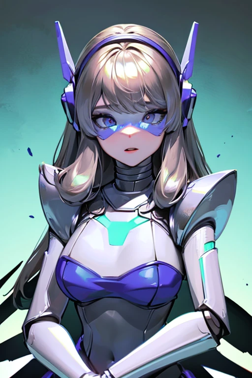empty eyes,robotized woman ,big bust,Robot Joint ,Metal skin,dress,android,Robot Suit