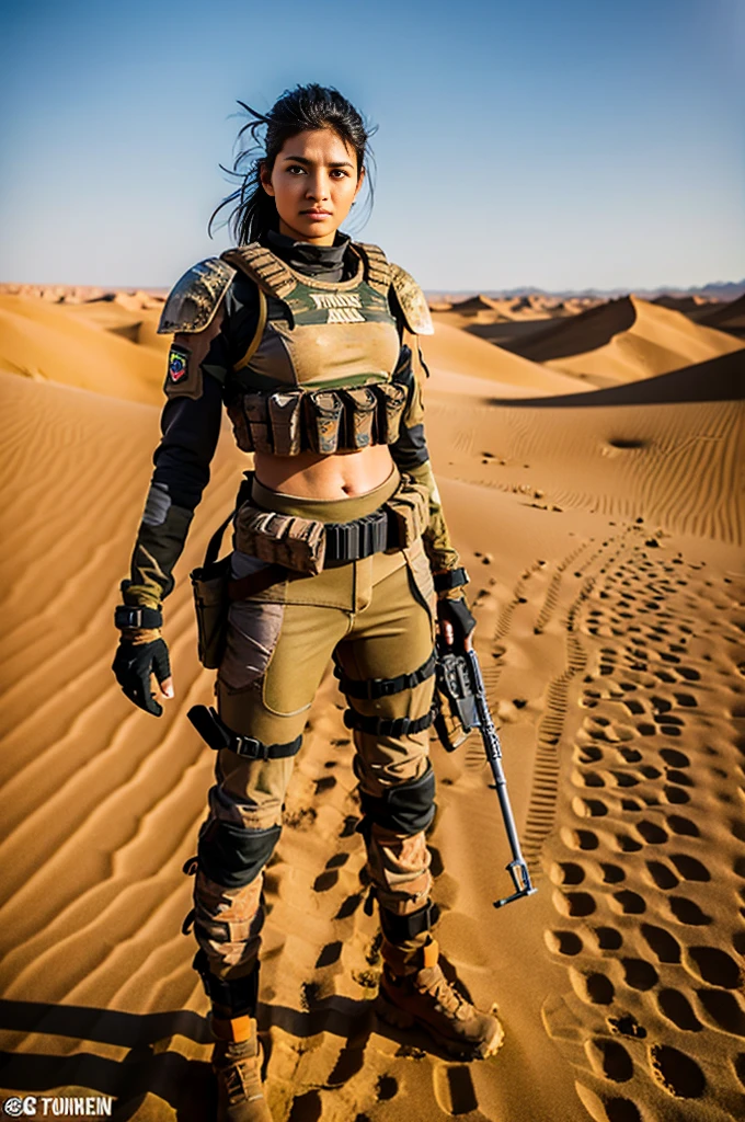 Tall and strong female desert warrior,16K Ultra HD