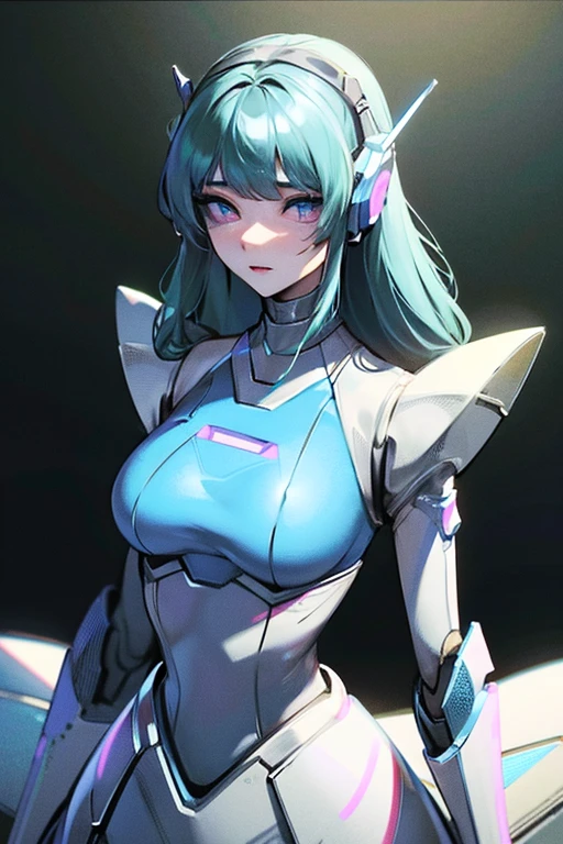 empty eyes,robotized woman ,big bust,Robot Joint ,Metal skin,dress,android,Robot Suit