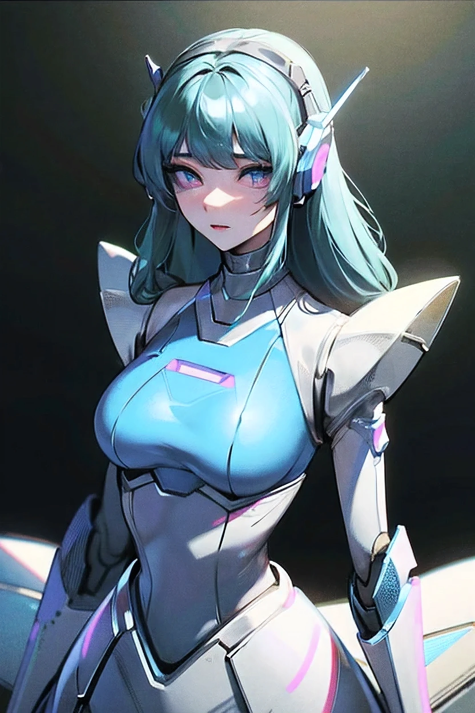 empty eyes,robotized woman ,big bust,Robot Joint ,Metal skin,dress,android,Robot Suit