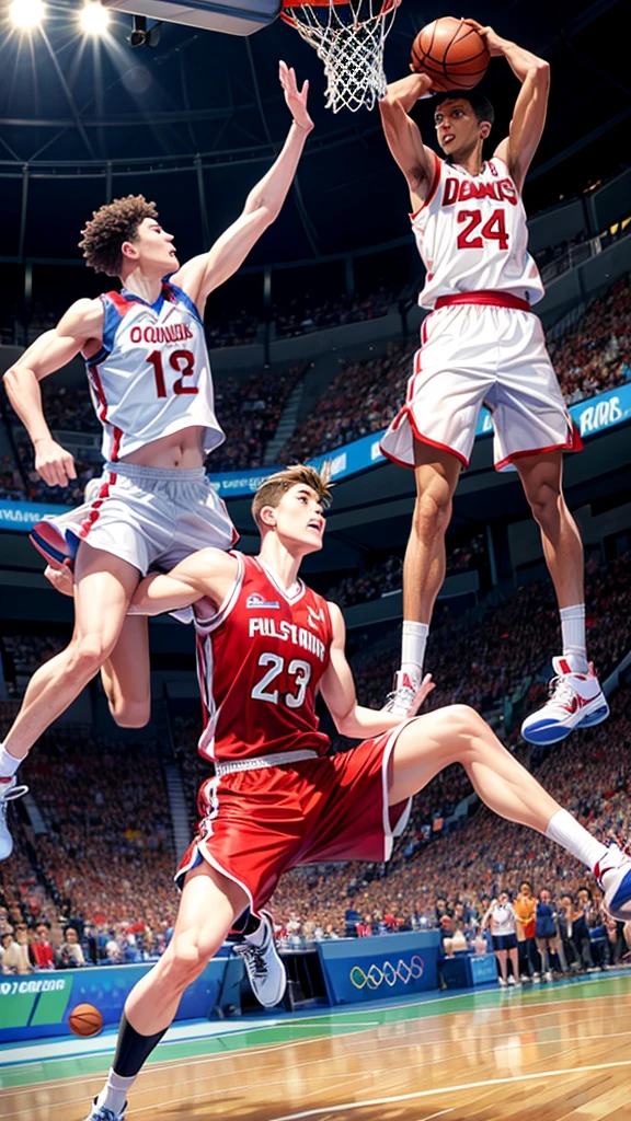 Basketball is being played on the Olympic stage