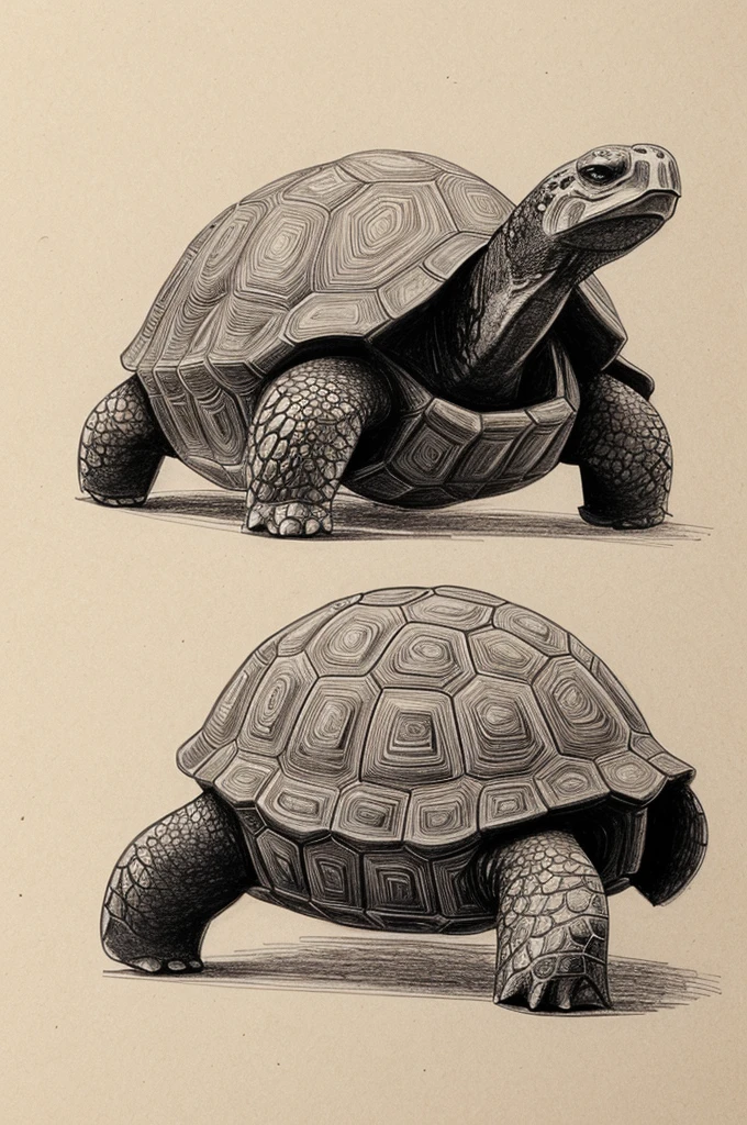 A super simple tortoise drawing sketch from head persepective for beginner to duplicate