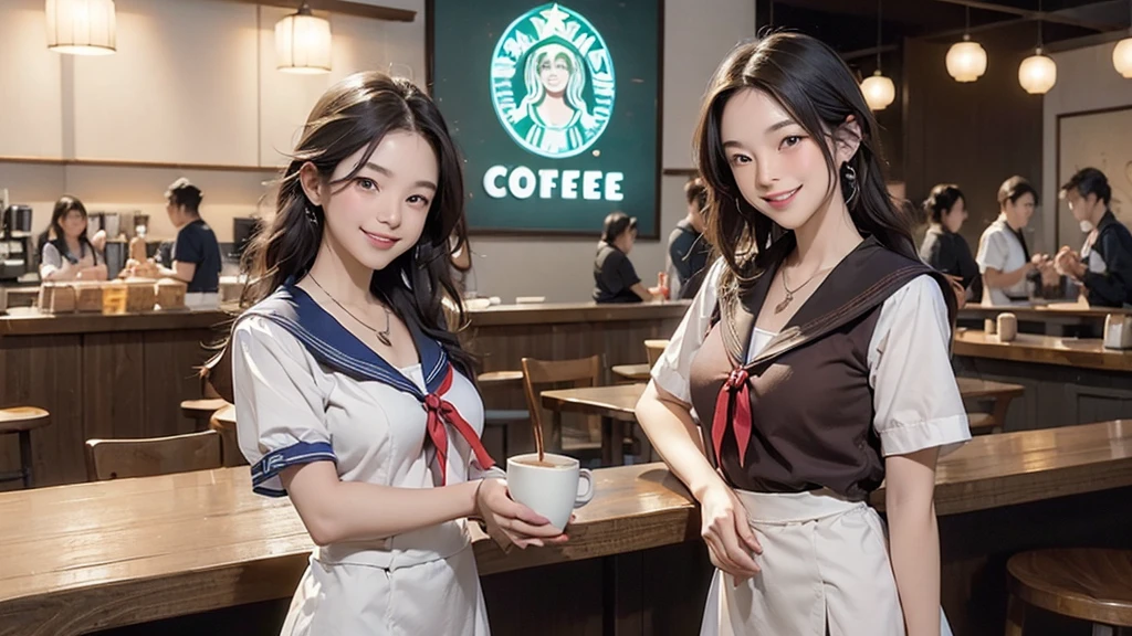 (((((((Emphasize cleavage)))))))
((((((((A junior high school girl in a sexy white short-sleeved sailor uniform))))))))
(((((((お洒落でcuteInside the Starbucks store)))))))
8K、RAW Photos、Highest quality、Super detailed、Super Resolution、Ultra HD、8K壁紙、Amazing details
(((((((Inside the Starbucks store)))))))、((((((Sit down and eat cake、Drink Starbucks coffee、smile))))))、((Heart Necklace))
Modern and sleek design:Interior design using natural materials、Many of the designs are warm and made using wood and metal.。
Large windows:自然光をたっぷり取り入れるためのLarge windowsがあり、Providing a bright and open space。
Green Interior:Potted plants are effectively placed、It creates a relaxing atmosphere。
artwork:Works by local artists、Starbucks-related art on display。
Cozy seating:Cushioned chairs and sofas、Bar sheet etc.、A variety of seating options available。
Open kitchen area:Being able to see how drinks and food are made、We provide peace of mind and transparency。
Unique lighting:Antique lamps and chandeliers、Modern lighting fixtures are used。
Comfortable background music:Relaxing music is playing、A comfortable space is provided。
Wide々Table space:一人でもグループでも使いやすいWide々There is a table with。
Community Table:There is a large table where you can socialize with other customers.。
Seasonal decorations:The decorations are themed according to the season.。
Design with a local feel:The design incorporates the local culture and characteristics.。
Fragrance production:コーヒーの香りが店内にWideがり、A space that satisfies the five senses has been created.。
Conversation with a barista:フレンドリーなConversation with a baristaが楽しめるカウンターエリアがあります。
8K、RAW Photos、Highest quality、masterpiece:1.2、Super detailed、Super Resolution、Ultra HD、8K壁紙、Amazing details、Photorealistic:1.4、Having fun by the water、Full Body Shot、Full body photo、High-resolution RAW color photos、Professional photos、A scene full of emotion、Very detailed and beautiful、Ultra HD、8K壁紙、Amazing details、Huge file sizes、Highly detailed beautiful girls、Highly detailed face Highly detailed eyes、Extremely realistic skin、 Highly detailed fingers, Highly detailed nose, Highly detailed mouth, Perfect Anatomy, Highly detailed background, Highly detailed clothing, Teen, cute女の子, Famous Japanese Idols, cute, Realistic body, Slender, White skin, Glowing Skin, Slim body, Realistic Face, Delicate eyes, double eyelid,