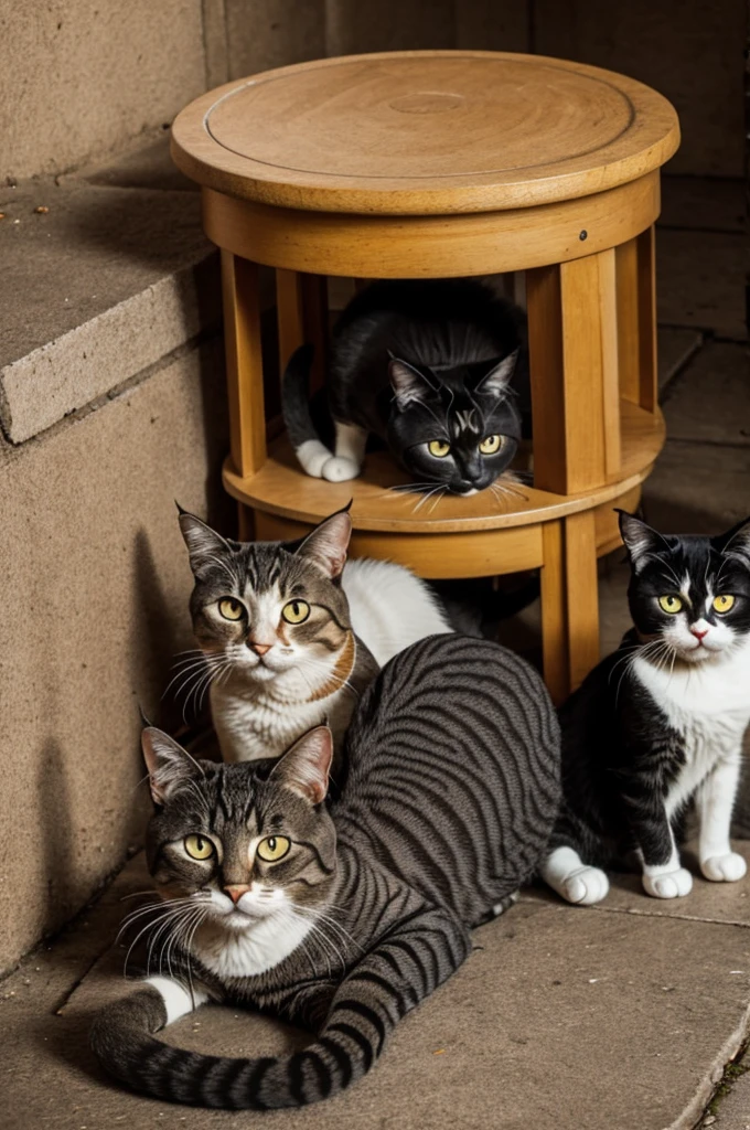A vicious circle of cats