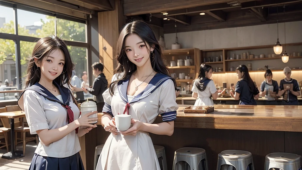 (((((((Emphasize cleavage)))))))
((((((((A junior high school girl in a sexy white short-sleeved sailor uniform))))))))
(((((((お洒落でcuteInside the Starbucks store)))))))
8K、RAW Photos、Highest quality、Super detailed、Super Resolution、Ultra HD、8K壁紙、Amazing details
(((((((Inside the Starbucks store)))))))、((((((Sit down and eat cake、Drink Starbucks coffee、smile))))))、((Heart Necklace))
Modern and sleek design:Interior design using natural materials、Many of the designs are warm and made using wood and metal.。
Large windows:自然光をたっぷり取り入れるためのLarge windowsがあり、Providing a bright and open space。
Green Interior:Potted plants are effectively placed、It creates a relaxing atmosphere。
artwork:Works by local artists、Starbucks-related art on display。
Cozy seating:Cushioned chairs and sofas、Bar sheet etc.、A variety of seating options available。
Open kitchen area:Being able to see how drinks and food are made、We provide peace of mind and transparency。
Unique lighting:Antique lamps and chandeliers、Modern lighting fixtures are used。
Comfortable background music:Relaxing music is playing、A comfortable space is provided。
Wide々Table space:一人でもグループでも使いやすいWide々There is a table with。
Community Table:There is a large table where you can socialize with other customers.。
Seasonal decorations:The decorations are themed according to the season.。
Design with a local feel:The design incorporates the local culture and characteristics.。
Fragrance production:コーヒーの香りが店内にWideがり、A space that satisfies the five senses has been created.。
Conversation with a barista:フレンドリーなConversation with a baristaが楽しめるカウンターエリアがあります。
8K、RAW Photos、Highest quality、masterpiece:1.2、Super detailed、Super Resolution、Ultra HD、8K壁紙、Amazing details、Photorealistic:1.4、Having fun by the water、Full Body Shot、Full body photo、High-resolution RAW color photos、Professional photos、A scene full of emotion、Very detailed and beautiful、Ultra HD、8K壁紙、Amazing details、Huge file sizes、Highly detailed beautiful girls、Highly detailed face Highly detailed eyes、Extremely realistic skin、 Highly detailed fingers, Highly detailed nose, Highly detailed mouth, Perfect Anatomy, Highly detailed background, Highly detailed clothing, , cute女の子, Famous Japanese Idols, cute, Realistic body, Slender, White skin, Glowing Skin, Slim body, Realistic Face, Delicate eyes, double eyelid,