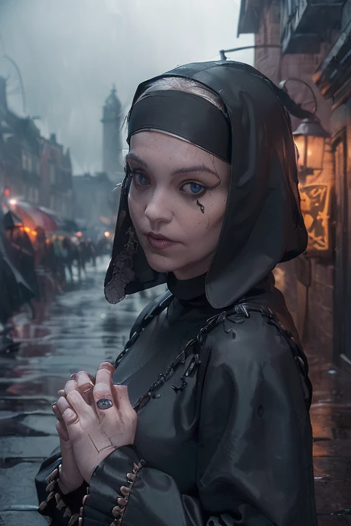 ((((Close face)))),((((Full face)))),((((Detailed Face)))).((((High Dark Fantasy, on street, dark fantasy city, medieval nun, stormy night, Heavy Rain, Closer angle, see face, Anicent Nun, Beautiful woman, eyes on you, looking at you, closer face, closer look, sea nuns, the oceanic nuns, beautiful accessories, forgotten sea fortess, inhuman city, act a praying hands, walking on the street, darkly street, rainy morning, darkly morning, darkly background, oceanic knights on street background, ancient forbidden, forgotten land, darkly clouds, awkwardly atmosphere, lighthouses, sea monsters, scariest theme, heavyrain, stormy, sea churches, ocean churches, high dark fantasy, villainous city, old town, pirate ships, shipwrecked, 17th century.))))
(((Darkly Face))),(((Darkly Background))),(((Sad Atmosphere)))