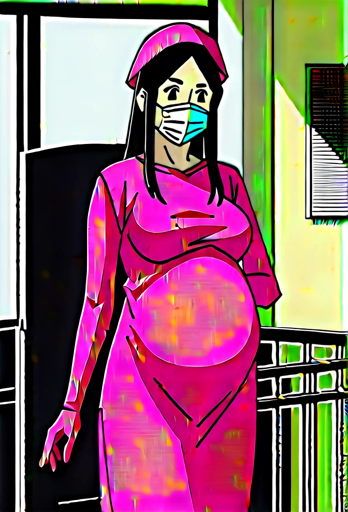 score_9, score_8_up, score_7_up, source_anime, raw image, masterpiece, highest quality, natural light, patient room background, kasuganoray, good shape, pale skin, shy eyes, big breasts, scrubs, surgical mask, surgical cap, long sleeve maternity dress,
1girl, pregnant, solo, rubber gloves, looking down, furrowed brow, hospital bed, standing, even though she's pregnant, she has a good figure
