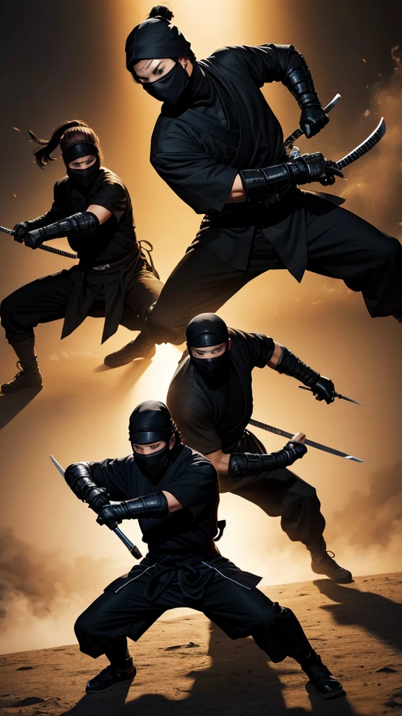 Two ninjas are battling