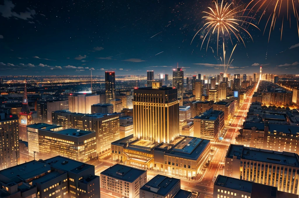 gold casino, night, downtown, HDR, 4k resolution,firework, modern architecture,city, gold light