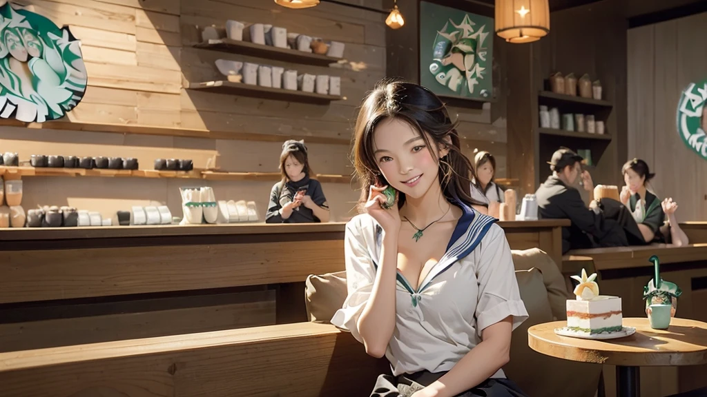 ((((((Sit down and eat cake、Drink Starbucks coffee、smile))))))、((Heart Necklace))

(((((((Emphasize cleavage)))))))
((((((((A junior high school girl in a sexy white short-sleeved sailor uniform))))))))
(((((((お洒落でcuteInside the Starbucks store)))))))
8K、RAW Photos、Highest quality、Super detailed、Super Resolution、Ultra HD、8K壁紙、Amazing details



(((((((Inside the Starbucks store)))))))、
((((((Sit down and eat cake、Drink Starbucks coffee、smile))))))、((Heart Necklace))




Modern and sleek design：Interior design using natural materials、Many of the designs are warm and made using wood and metal.。
Large windows：自然光をたっぷり取り入れるためのLarge windowsがあり、Providing a bright and open space。
Green Interior：Potted plants are effectively placed、It creates a relaxing atmosphere。
artwork：Works by local artists、Starbucks-related art on display。
Cozy seating：Cushioned chairs and sofas、Bar sheet etc.、A variety of seating options available。
Open kitchen area：Being able to see how drinks and food are made、We provide peace of mind and transparency。
Unique lighting：Antique lamps and chandeliers、Modern lighting fixtures are used。
Comfortable background music：Relaxing music is playing、A comfortable space is provided。
Wide々Table space：一人でもグループでも使いやすいWide々There is a table with。
Community Table：There is a large table where you can socialize with other customers.。
Seasonal decorations：The decorations are themed according to the season.。
Design with a local feel：The design incorporates the local culture and characteristics.。
Fragrance production：コーヒーの香りが店内にWideがり、A space that satisfies the five senses has been created.。
Conversation with a barista：フレンドリーなConversation with a baristaが楽しめるカウンターエリアがあります。




8K、RAW Photos、Highest quality、masterpiece:1.2、Super detailed、Super Resolution、Ultra HD、8K壁紙、Amazing details、Photorealistic:1.4、Having fun by the water、Full Body Shot、Full body photo、High-resolution RAW color photos、Professional photos、A scene full of emotion、Very detailed and beautiful、Ultra HD、8K壁紙、Amazing details、Huge file sizes、Highly detailed beautiful girls、Highly detailed face Highly detailed eyes、Extremely realistic skin、 Highly detailed fingers, Highly detailed nose, Highly detailed mouth, Perfect Anatomy, Highly detailed background, Highly detailed clothing, Teen, cute女の子, Famous Japanese Idols, cute, Realistic body, Slender, White skin, Glowing Skin, Slim body, Realistic Face, Delicate eyes, double eyelid, 




