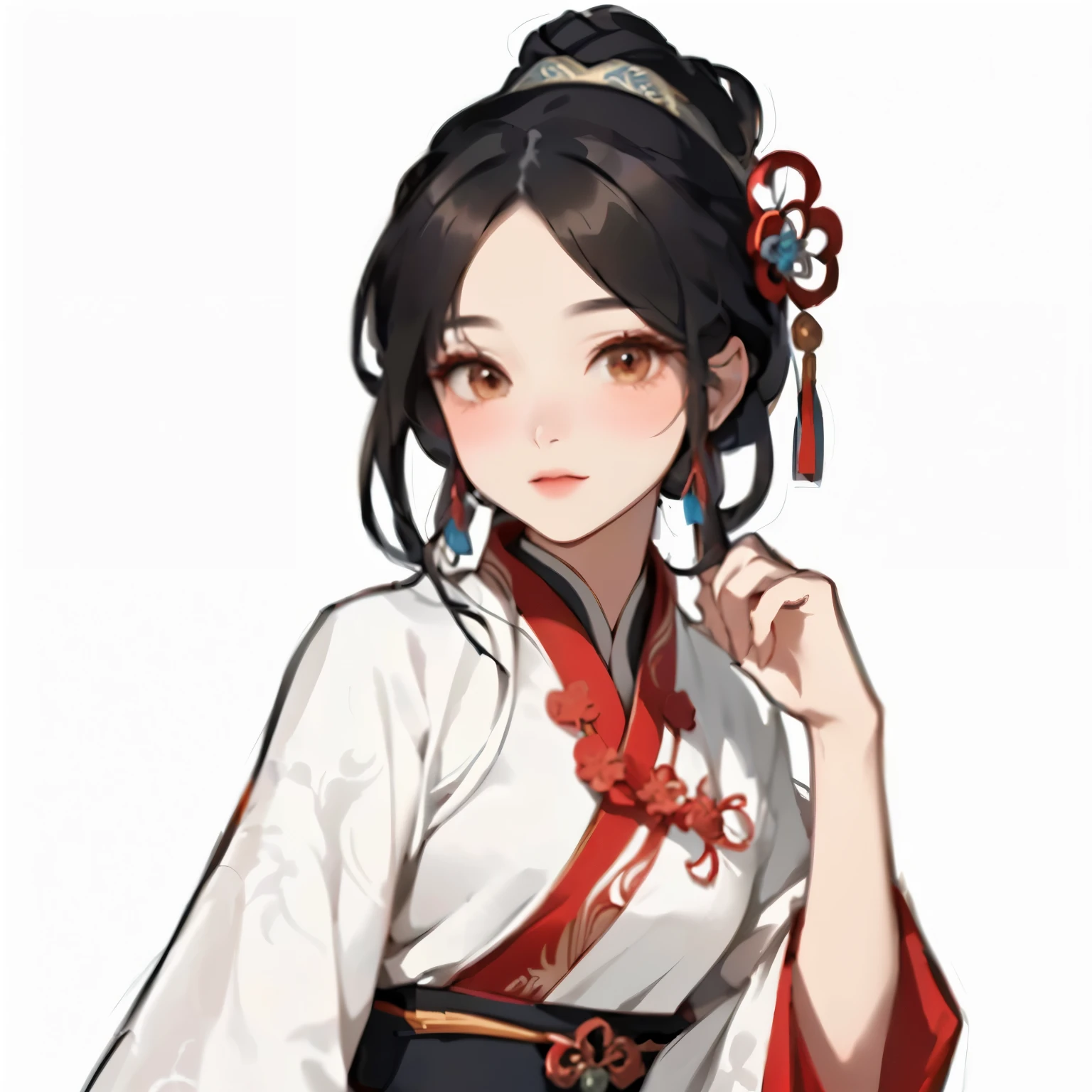 Close up of person in dress and hat, Onmyoji Portrait, palace , Girl wearing Hanfu, yun ling, heise jinyao, Full body fairy, bian lian, Inspired by Ma Yuanyu, Inspired by trees, Inspired by Chen Daofu, White Hanfu, Inspired by Zhao Yuan