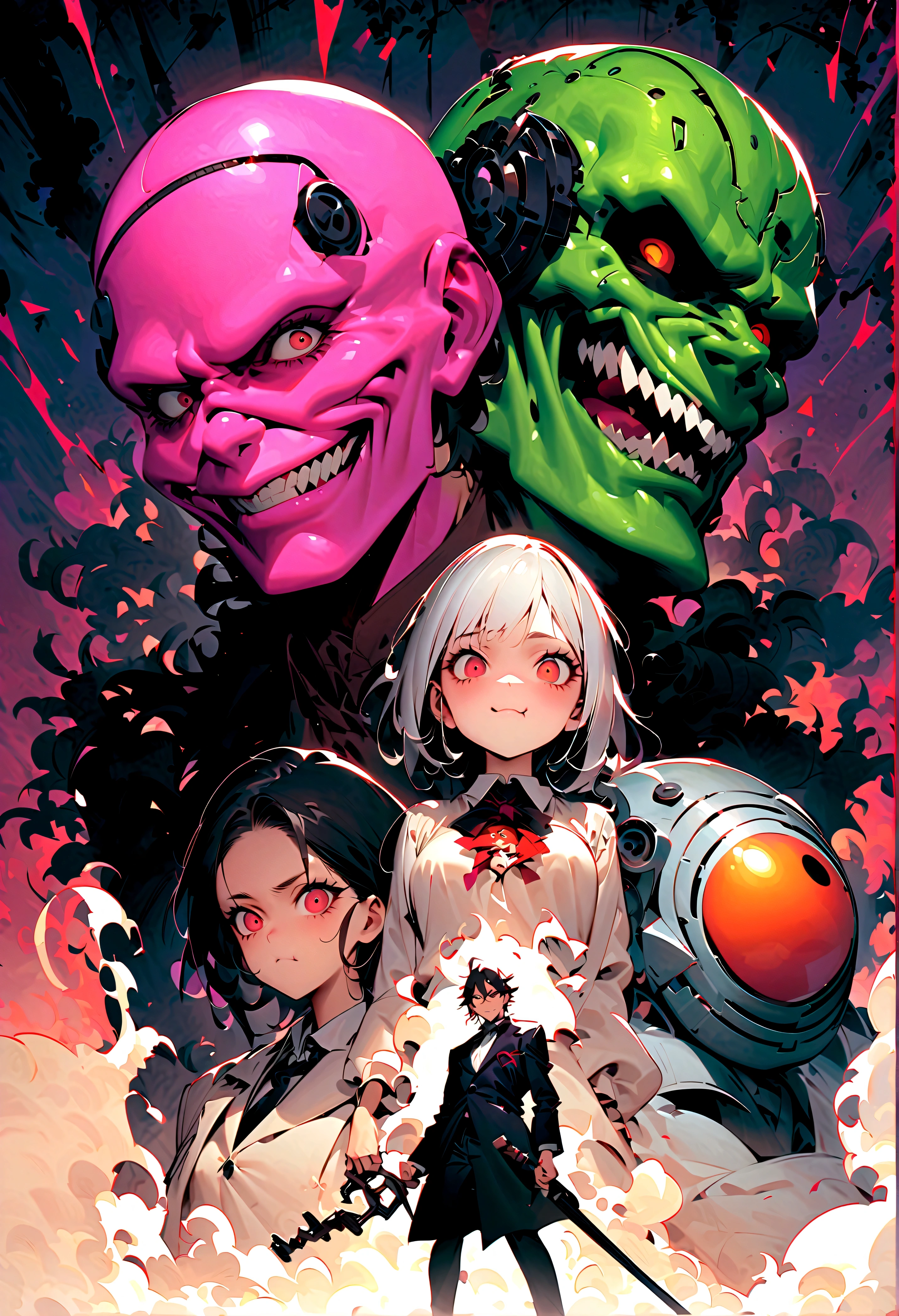 highest quality、masterpiece、detailed、mad scientist、mad scientist、white clothes、crazy smile、evil genius者、Has a super brain、Past々He has incomprehensible values and outrageous aspirations such as conquering the world.、I don't think about the troubles around me。being portrayed as a villain、more simply「evil scientist」、Also「evil genius」、「crazy genius」、robot、It is common to see depictions of people developing androids and causing havoc.。Often the villain, but in the case of the former、In comedies, the main character's friends and、Creator of the robot protagonist、