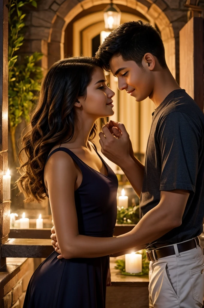 A boy and girl doing romance