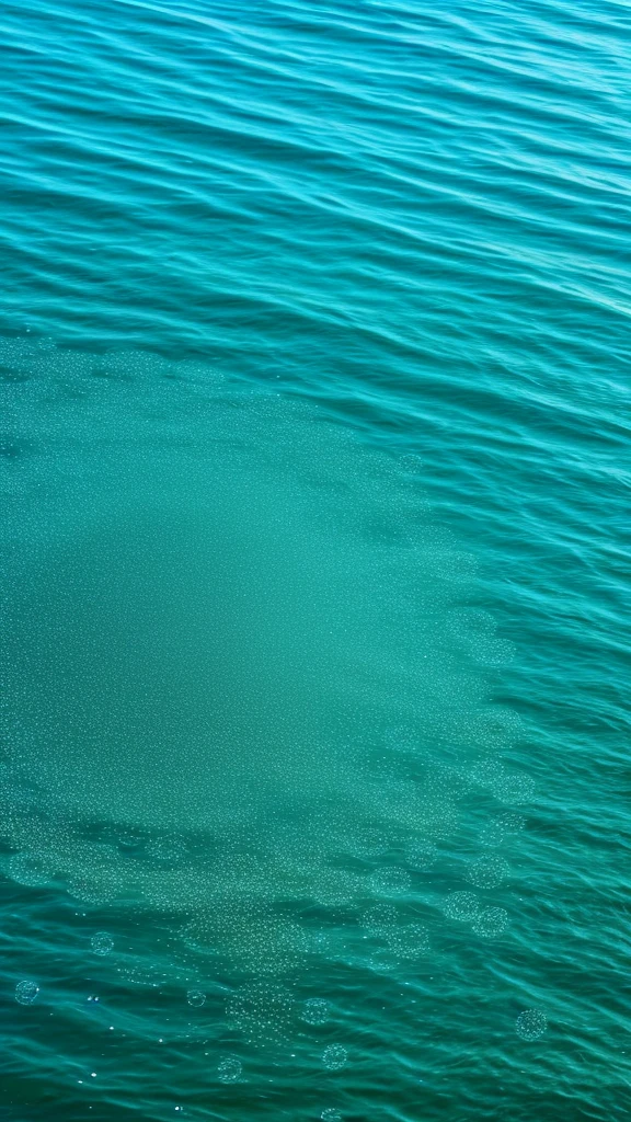 A large number of small bubbles in the water