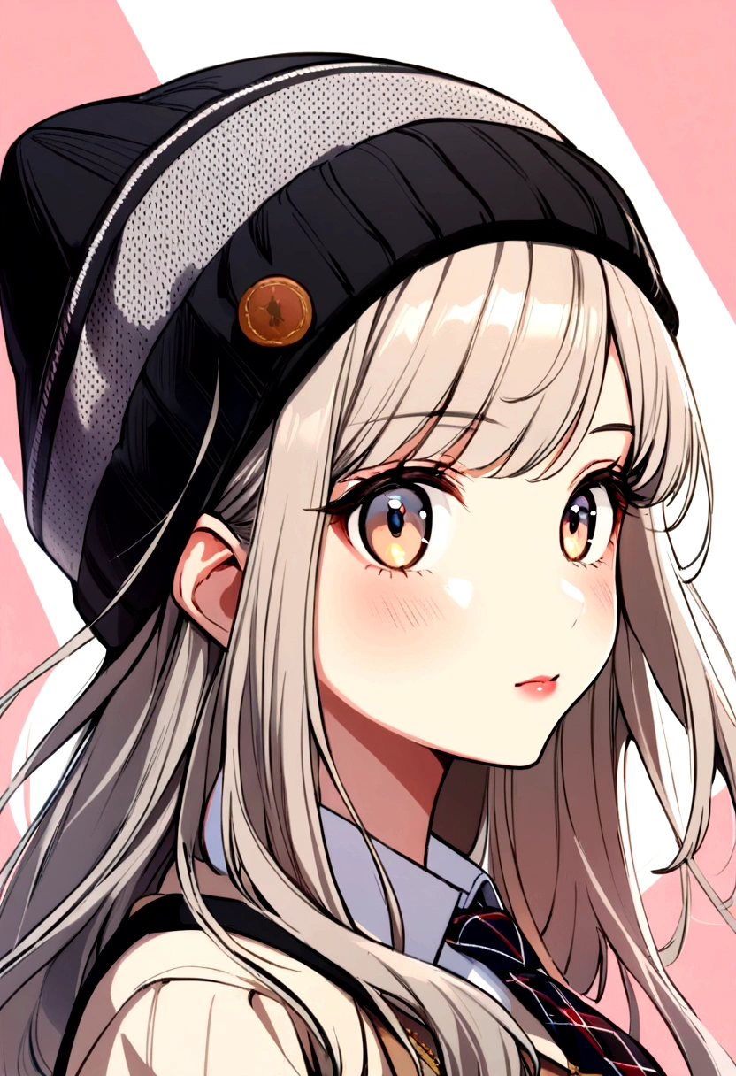 4k quality, 1girl, school girl,beanie, portrait