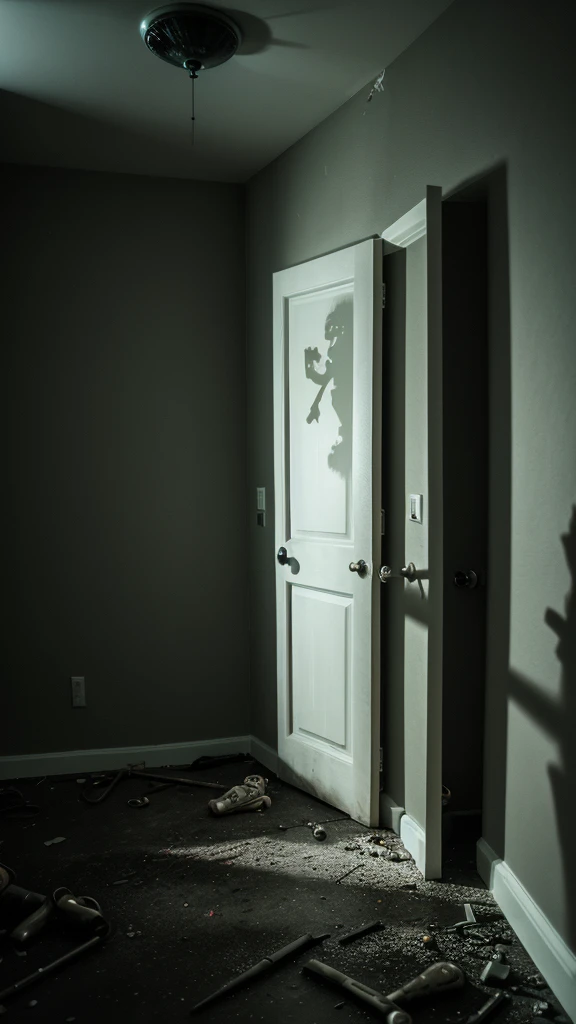 In the corner of the creepy room there is a shadow. In night