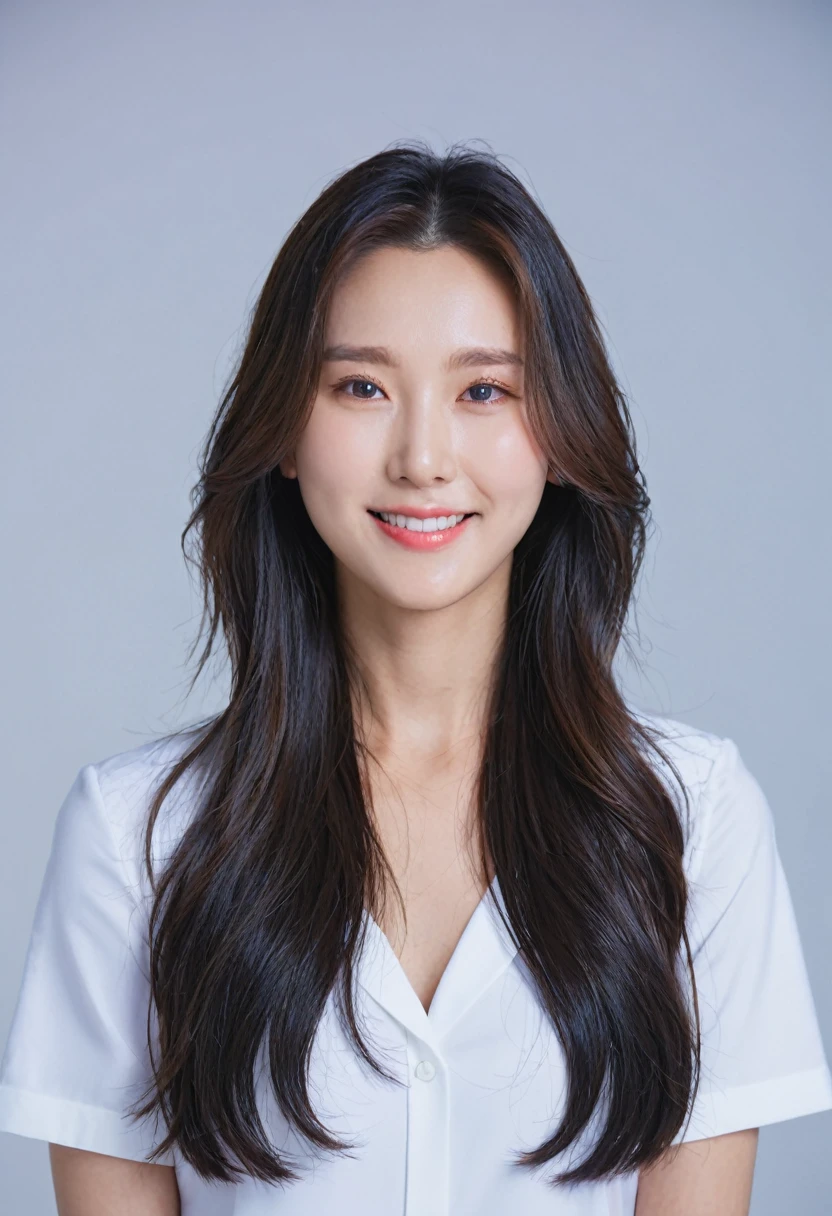 Best Quality, 8k, Masterpiece, (Portrait: 1.3), (photo realistic:1.4), (hyper realistic:1.4), Sharp Focus, looking at viewer, (smoother lighting:1.1), (increase cinematic lighting quality:0.9), realistic lighting, backlighting, light on face, ray trace, (brightening light:1.2), (Increase quality:1.4), sharp detail, (best quality real texture skin:1.4), finely detailed eyes, black_eyes, finely detailed face, 25 year old Korean woman