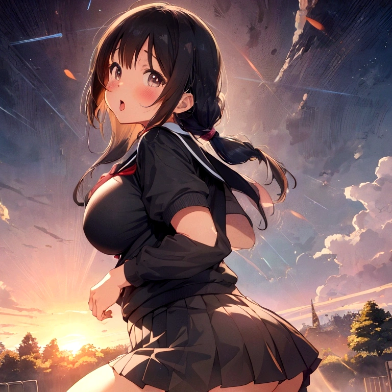 Anime girl standing on the street in a short skirt and black shirt, {Thighs}, chic, Anime Moe Art Style, Half Yamada, Realistic Anime 3D Style, Smooth anime CG art, Surreal , Gwaiz, Young Anime Girl, Anime Style 4k, Naughty anime style, Beautiful anime girl crouching,(masterpiece), (One serious civil service commissioner: 1.3), (Super thick and plump body: 1.3), (Huge breasts and buttocks)), (Small Head: 1.2), (Very small uniform)), (Shiny skin: 1.2), (A speech while crouching in the stands in the schoolyard in the morning)), {fat},1boy, penis, doggystyle, from behind, spreadassms, chubby body, fat body, short,ultra detailed, masterpiece, best quality, blush, a woman, rolling eyes, open mouth, school girl, wearing , wearing glasses, classroom, sunset, light particles, hdr, brown grey hair, midium wavy hair, shiny hair, bang, single braid, clear grey eyes, Smiling Kiss, Tongue Out, アニメ ,orgasm face, sexual climax, bitch, back shot, back view, low angle, from below, back view, arched back, looking back, all fours, chubby body, BIG ASS , saliva, BBW, slender waist, anal, seiza, hands on head,white eyes, Hand Drawn, Showing Ass, Bobcut, Knee socks, (Super thick and plump body: 1.3), Butt sticking out, Close your legs, seiza, spread legs, pleated skirt, Stretch your arms back, long pleated skirt, I can&#39;t see your butt, Buttocks hide, Arms folded behind back, Super big butt, Awesome numbness , Plump , Chubby, Butt sticking out,