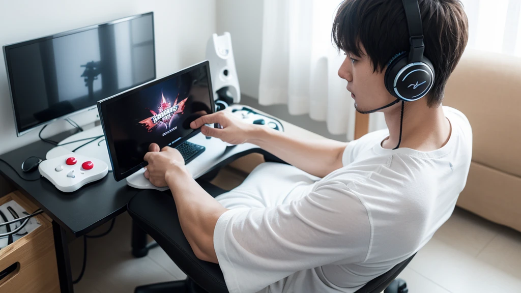 man,person,,Gamers,gamer,game,fight,sitting playing games,Game joystick,white shirt,enjoyable