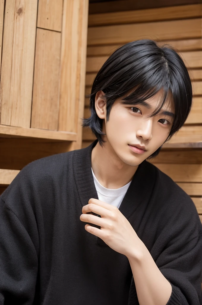 Black hair Japanese handsome