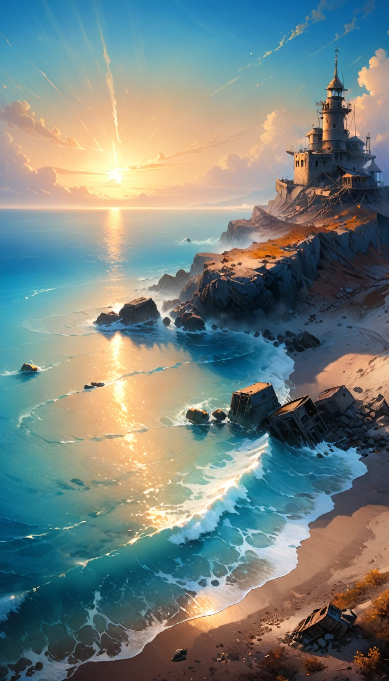 ，Beautiful paintings of wasteland by the sea，Ivan Aivazovsky Artist, Popular on ArtStation.Photos taken while traveling，Glorious Wasteland，Radiant Luminescence