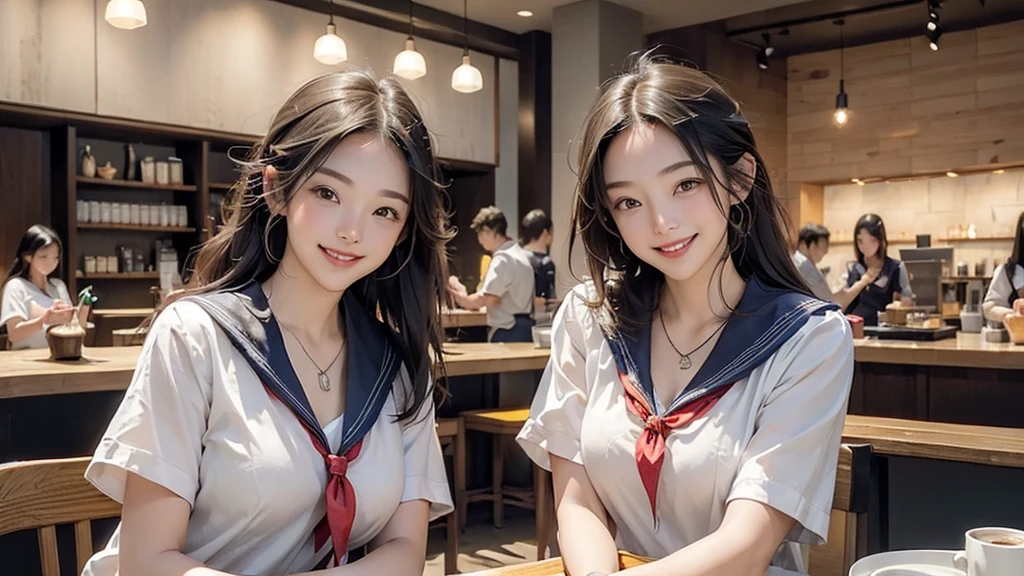 (((((((Emphasize cleavage)))))))
((((((((A junior high school girl in a sexy white short-sleeved sailor uniform))))))))
(((((((お洒落でcuteInside the Starbucks store)))))))
8K、RAW Photos、Highest quality、Super detailed、Super Resolution、Ultra HD、8K壁紙、Amazing details
(((((((Inside the Starbucks store)))))))、
((((((Sit down and eat cake、Drink Starbucks coffee、smile))))))、((Heart Necklace))
Modern and sleek design:Interior design using natural materials、Many of the designs are warm and made using wood and metal.。
Large windows:自然光をたっぷり取り入れるためのLarge windowsがあり、Providing a bright and open space。
Green Interior:Potted plants are effectively placed、It creates a relaxing atmosphere。
artwork:Works by local artists、Starbucks-related art on display。
Cozy seating:Cushioned chairs and sofas、Bar sheet etc.、A variety of seating options available。
Open kitchen area:Being able to see how drinks and food are made、We provide peace of mind and transparency。
Unique lighting:Antique lamps and chandeliers、Modern lighting fixtures are used。
Comfortable background music:Relaxing music is playing、A comfortable space is provided。
Wide々Table space:一人でもグループでも使いやすいWide々There is a table with。
Community Table:There is a large table where you can socialize with other customers.。
Seasonal decorations:The decorations are themed according to the season.。
Design with a local feel:The design incorporates the local culture and characteristics.。
Fragrance production:コーヒーの香りが店内にWideがり、A space that satisfies the five senses has been created.。
Conversation with a barista:フレンドリーなConversation with a baristaが楽しめるカウンターエリアがあります。
8K、RAW Photos、Highest quality、masterpiece:1.2、Super detailed、Super Resolution、Ultra HD、8K壁紙、Amazing details、Photorealistic:1.4、Having fun by the water、Full Body Shot、Full body photo、High-resolution RAW color photos、Professional photos、A scene full of emotion、Very detailed and beautiful、Ultra HD、8K壁紙、Amazing details、Huge file sizes、Highly detailed beautiful girls、Highly detailed face Highly detailed eyes、Extremely realistic skin、 Highly detailed fingers, Highly detailed nose, Highly detailed mouth, Perfect Anatomy, Highly detailed background, Highly detailed clothing, Teen, cute女の子, Famous Japanese Idols, cute, Realistic body, Slender, White skin, Glowing Skin, Slim body, Realistic Face, Delicate eyes, double eyelid,
