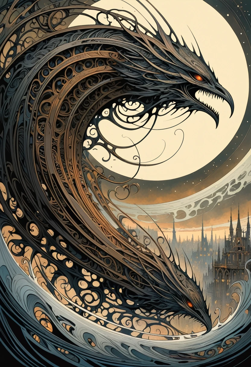 Aaron Horkey&#39;s painting depicts，Mysterious Landscape Photography,Luminous oil painting style，IncRedible futuristic images appear on the Miracle Stone，Mystery Book Cover Art, There is a lot of suspense, Dark, atmosphere, Dark "Imagine a vast desolate space，The spectral landscape unfolds from the surrounding haze, It&#39;s as if the fabric of reality has lost its color and vibrancy. Crystalline Monolith, No visible pulse or energy, Rising from the barren land like a forgotten fragment of knowledge, Casting an eerie glow over a featureless environment. Artworks should evoke an unsettling sense of alienation, The line between nothingness and existential despair becomes blurred, Put the audience into a state of numbness and indifference."Red,dark Red color palette