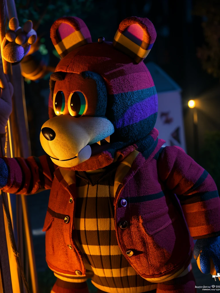 Freddy, from five night at freddy, 3d art, hyperdetailed, photorealistic, unreal 5 64-bit, corridor, masterpiece, raw photo, 8k 
