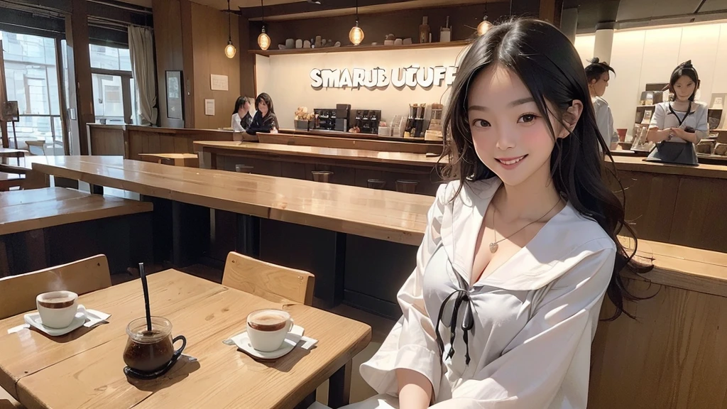 (((((((Emphasize cleavage)))))))
((((((((A junior high school girl in a sexy white short-sleeved sailor uniform))))))))
(((((((お洒落でcuteInside the Starbucks store)))))))
8K、RAW Photos、Highest quality、Super detailed、Super Resolution、Ultra HD、8K壁紙、Amazing details
(((((((Inside the Starbucks store)))))))、
((((((Sit down and eat cake、Drink Starbucks coffee、smile))))))、((Heart Necklace))
Modern and sleek design:Interior design using natural materials、Many of the designs are warm and made using wood and metal.。
Large windows:自然光をたっぷり取り入れるためのLarge windowsがあり、Providing a bright and open space。
Green Interior:Potted plants are effectively placed、It creates a relaxing atmosphere。
artwork:Works by local artists、Starbucks-related art on display。
Cozy seating:Cushioned chairs and sofas、Bar sheet etc.、A variety of seating options available。
Open kitchen area:Being able to see how drinks and food are made、We provide peace of mind and transparency。
Unique lighting:Antique lamps and chandeliers、Modern lighting fixtures are used。
Comfortable background music:Relaxing music is playing、A comfortable space is provided。
Wide々Table space:一人でもグループでも使いやすいWide々There is a table with。
Community Table:There is a large table where you can socialize with other customers.。
Seasonal decorations:The decorations are themed according to the season.。
Design with a local feel:The design incorporates the local culture and characteristics.。
Fragrance production:コーヒーの香りが店内にWideがり、A space that satisfies the five senses has been created.。
Conversation with a barista:フレンドリーなConversation with a baristaが楽しめるカウンターエリアがあります。
8K、RAW Photos、Highest quality、masterpiece:1.2、Super detailed、Super Resolution、Ultra HD、8K壁紙、Amazing details、Photorealistic:1.4、Having fun by the water、Full Body Shot、Full body photo、High-resolution RAW color photos、Professional photos、A scene full of emotion、Very detailed and beautiful、Ultra HD、8K壁紙、Amazing details、Huge file sizes、Highly detailed beautiful girls、Highly detailed face Highly detailed eyes、Extremely realistic skin、 Highly detailed fingers, Highly detailed nose, Highly detailed mouth, Perfect Anatomy, Highly detailed background, Highly detailed clothing, , cute女の子, Famous Japanese Idols, cute, Realistic body, Slender, White skin, Glowing Skin, Slim body, Realistic Face, Delicate eyes, double eyelid,