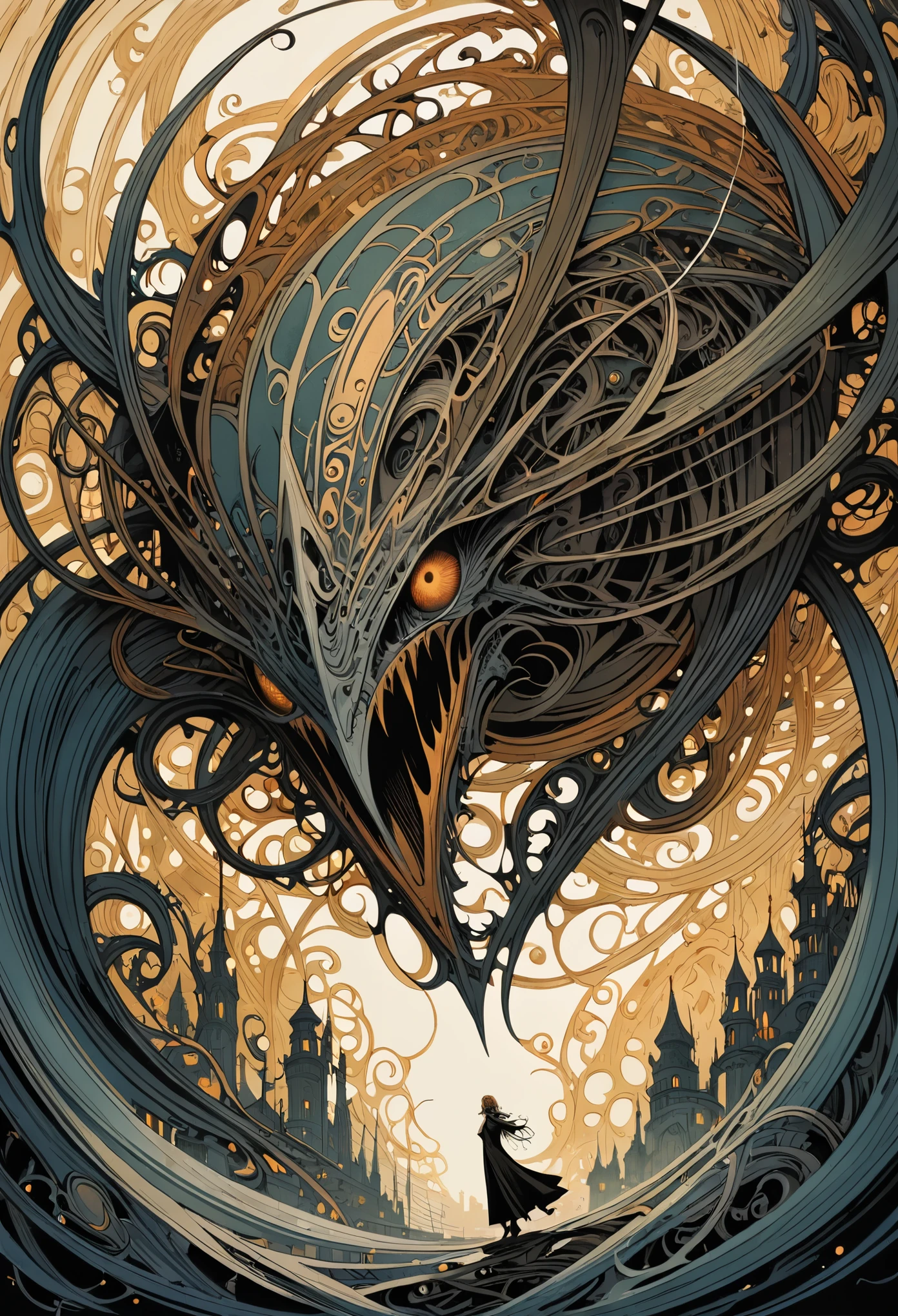 Aaron Horkey's painting depicts,Mysterious Landscape Photography,Luminous oil painting style,IncRedible futuristic images appear on the Miracle Stone,Mystery Book Cover Art, There is a lot of suspense, Dark, atmosphere, Dark "Imagine a vast desolate space,The spectral landscape unfolds from the surrounding haze, It's as if the fabric of reality has lost its color and vibrancy. Crystalline Monolith, No visible pulse or energy, Rising from the barren land like a forgotten fragment of knowledge, Casting an eerie glow over a featureless environment. Artworks should evoke an unsettling sense of alienation, The line between nothingness and existential despair becomes blurred, Put the audience into a state of numbness and indifference."Red,dark Red color palette