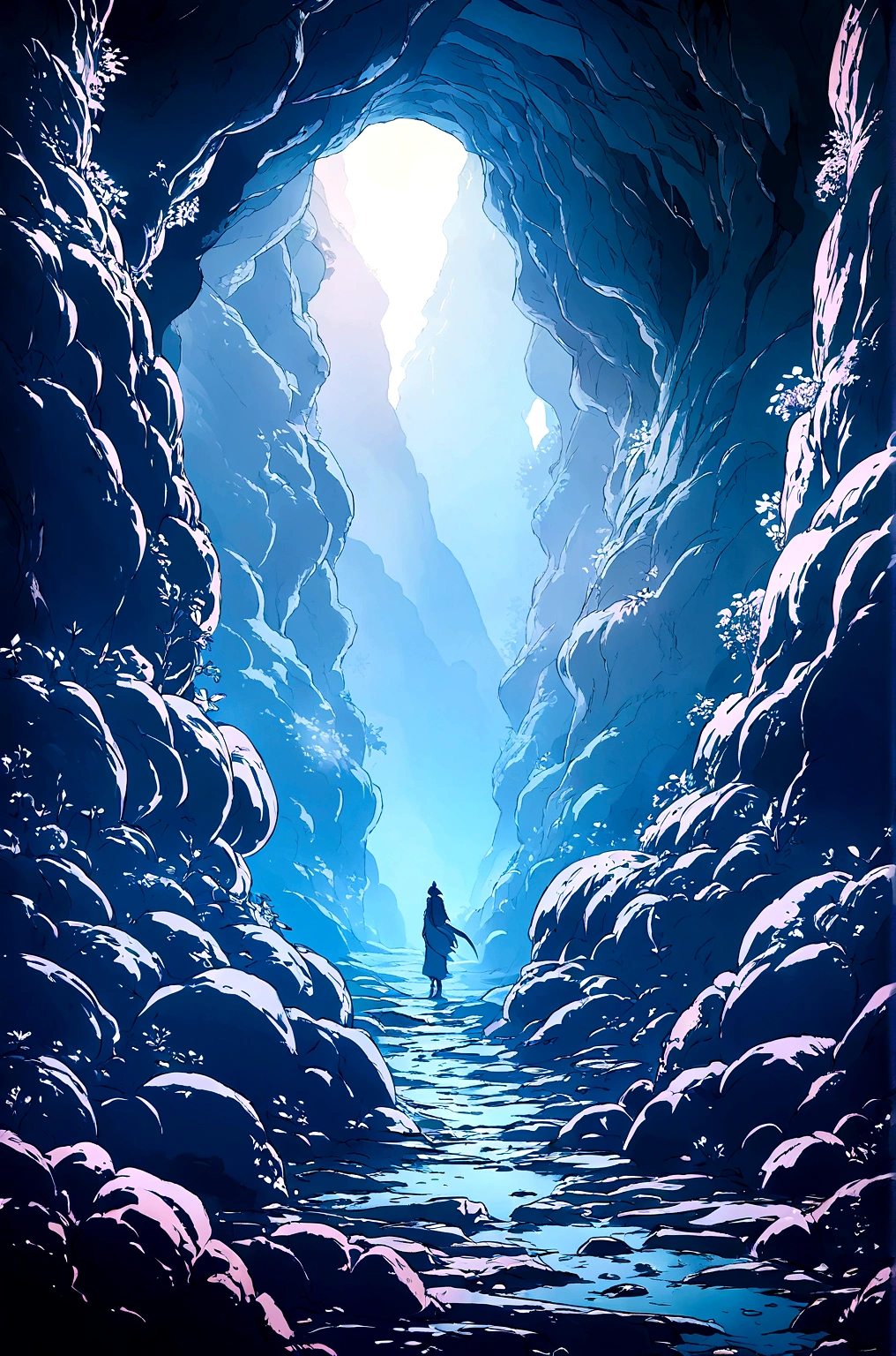 valley,,(Illustration style,Miyazaki animation style),mysterious