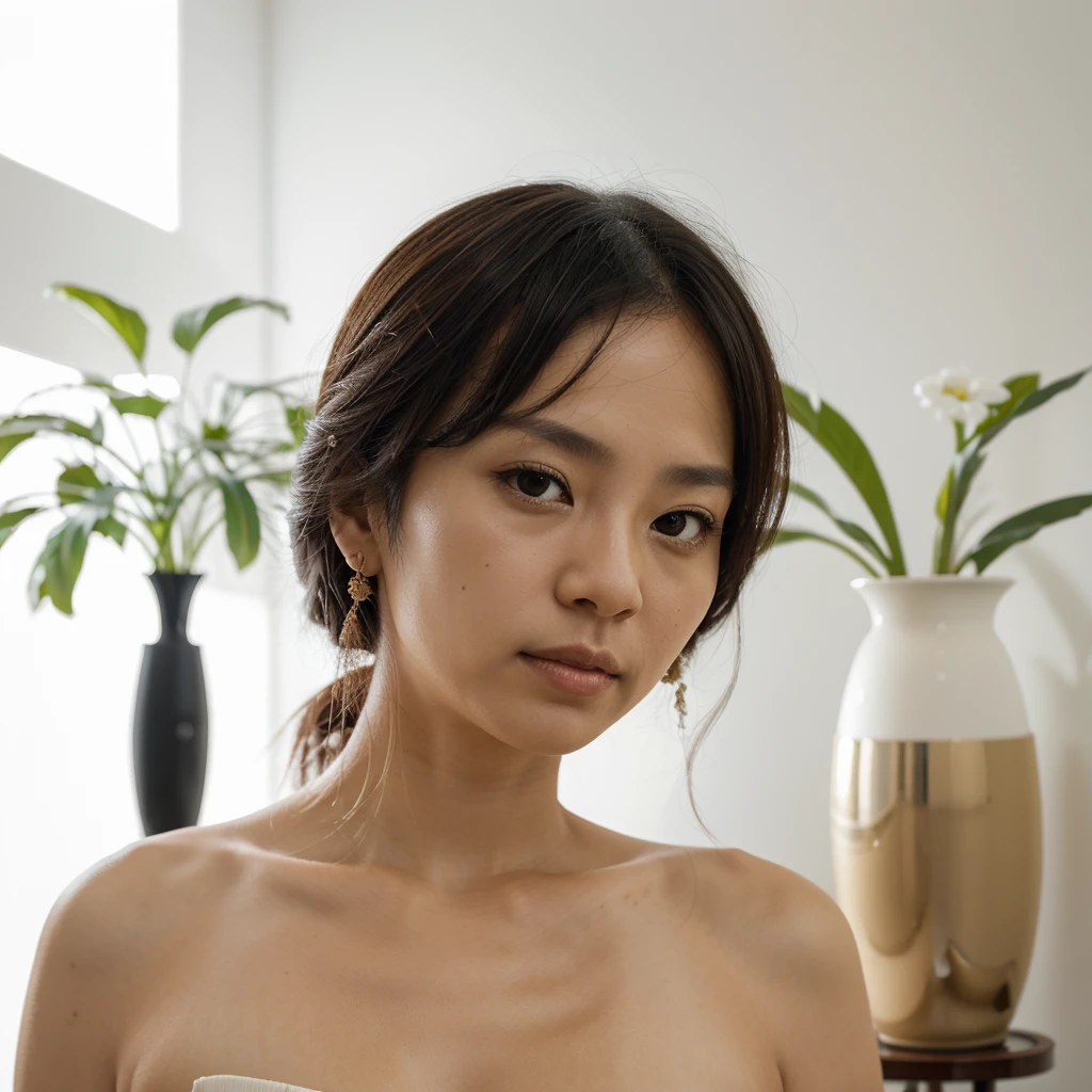 Sougetsu ikebana, 8k hd, high definition, white background, ambient light, detailed portrait