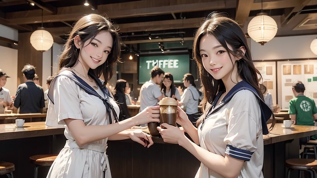 (((((((Emphasize cleavage)))))))
((((((((A junior high school girl in a sexy white short-sleeved sailor uniform))))))))
(((((((お洒落でcuteInside the Starbucks store)))))))
8K、RAW Photos、Highest quality、Super detailed、Super Resolution、Ultra HD、8K壁紙、Amazing details
(((((((Inside the Starbucks store)))))))、
((((((Sit down and eat cake、Drink Starbucks coffee、smile))))))、((Heart Necklace))
Modern and sleek design:Interior design using natural materials、Many of the designs are warm and made using wood and metal.。
Large windows:自然光をたっぷり取り入れるためのLarge windowsがあり、Providing a bright and open space。
Green Interior:Potted plants are effectively placed、It creates a relaxing atmosphere。
artwork:Works by local artists、Starbucks-related art on display。
Cozy seating:Cushioned chairs and sofas、Bar sheet etc.、A variety of seating options available。
Open kitchen area:Being able to see how drinks and food are made、We provide peace of mind and transparency。
Unique lighting:Antique lamps and chandeliers、Modern lighting fixtures are used。
Comfortable background music:Relaxing music is playing、A comfortable space is provided。
Wide々Table space:一人でもグループでも使いやすいWide々There is a table with。
Community Table:There is a large table where you can socialize with other customers.。
Seasonal decorations:The decorations are themed according to the season.。
Design with a local feel:The design incorporates the local culture and characteristics.。
Fragrance production:コーヒーの香りが店内にWideがり、A space that satisfies the five senses has been created.。
Conversation with a barista:フレンドリーなConversation with a baristaが楽しめるカウンターエリアがあります。
8K、RAW Photos、Highest quality、masterpiece:1.2、Super detailed、Super Resolution、Ultra HD、8K壁紙、Amazing details、Photorealistic:1.4、Having fun by the water、Full Body Shot、Full body photo、High-resolution RAW color photos、Professional photos、A scene full of emotion、Very detailed and beautiful、Ultra HD、8K壁紙、Amazing details、Huge file sizes、Highly detailed beautiful girls、Highly detailed face Highly detailed eyes、Extremely realistic skin、 Highly detailed fingers, Highly detailed nose, Highly detailed mouth, Perfect Anatomy, Highly detailed background, Highly detailed clothing, Teen, cute女の子, Famous Japanese Idols, cute, Realistic body, Slender, White skin, Glowing Skin, Slim body, Realistic Face, Delicate eyes, double eyelid,