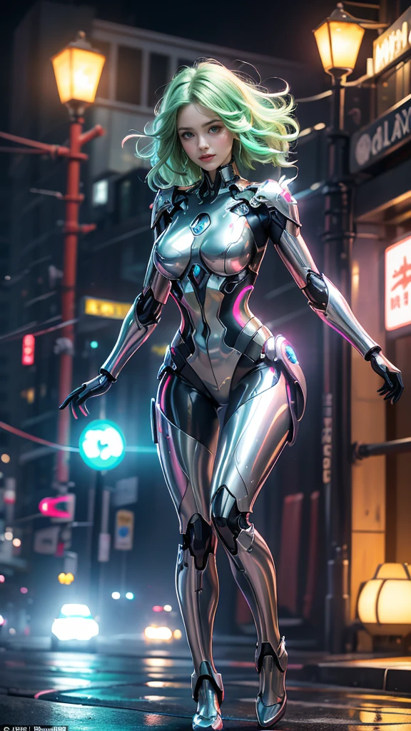 （Real engine:1.4,Ultra-high resolution,La Highest quality:1.4, Realistic:1.4, Skin Texture:1.4, masterpiece:1.8,masterpiece, Highest quality）, One Girl, Ives Girl, Mecha, Beautiful lighting, (Neon Light: 1.2), (evening: 1.5), "masterpiece, Highest quality, 1 Girl, Full body portrait, Sensual pose, ojos greenes, Multicolored Hair+payment:1.3+Rosado:1.3+green:1.3, Sculpted legs and seductive curves, ,Medium milk beautiful milk, Beautiful Face, lots of water droplets, cloud, evening, Open Floor Plan, watercolor, Neon Light:1.2, evening:1.5, Mecha, Beautiful lighting, Bright Neon Light: 1.2, An unforgettable and mysterious night: 1.5",,Beautiful and slender hands、（Big eyes、Well-formed face）smile