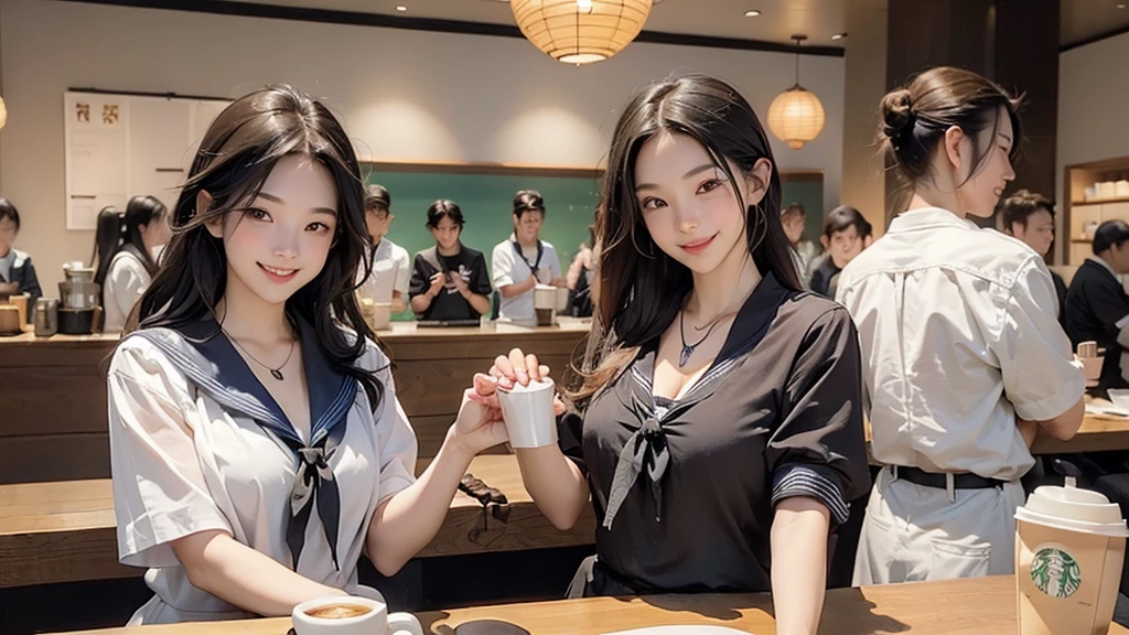 (((((((Emphasize cleavage)))))))
((((((((A junior high school girl in a sexy white short-sleeved sailor uniform))))))))
(((((((お洒落でcuteInside the Starbucks store)))))))
8K、RAW Photos、Highest quality、Super detailed、Super Resolution、Ultra HD、8K壁紙、Amazing details
(((((((Inside the Starbucks store)))))))、
((((((Sit down and eat cake、Drink Starbucks coffee、smile))))))、((Heart Necklace))
Modern and sleek design:Interior design using natural materials、Many of the designs are warm and made using wood and metal.。
Large windows:自然光をたっぷり取り入れるためのLarge windowsがあり、Providing a bright and open space。
Green Interior:Potted plants are effectively placed、It creates a relaxing atmosphere。
artwork:Works by local artists、Starbucks-related art on display。
Cozy seating:Cushioned chairs and sofas、Bar sheet etc.、A variety of seating options available。
Open kitchen area:Being able to see how drinks and food are made、We provide peace of mind and transparency。
Unique lighting:Antique lamps and chandeliers、Modern lighting fixtures are used。
Comfortable background music:Relaxing music is playing、A comfortable space is provided。
Wide々Table space:一人でもグループでも使いやすいWide々There is a table with。
Community Table:There is a large table where you can socialize with other customers.。
Seasonal decorations:The decorations are themed according to the season.。
Design with a local feel:The design incorporates the local culture and characteristics.。
Fragrance production:コーヒーの香りが店内にWideがり、A space that satisfies the five senses has been created.。
Conversation with a barista:フレンドリーなConversation with a baristaが楽しめるカウンターエリアがあります。
8K、RAW Photos、Highest quality、masterpiece:1.2、Super detailed、Super Resolution、Ultra HD、8K壁紙、Amazing details、Photorealistic:1.4、Having fun by the water、Full Body Shot、Full body photo、High-resolution RAW color photos、Professional photos、A scene full of emotion、Very detailed and beautiful、Ultra HD、8K壁紙、Amazing details、Huge file sizes、Highly detailed beautiful girls、Highly detailed face Highly detailed eyes、Extremely realistic skin、 Highly detailed fingers, Highly detailed nose, Highly detailed mouth, Perfect Anatomy, Highly detailed background, Highly detailed clothing, Teen, cute女の子, Famous Japanese Idols, cute, Realistic body, Slender, White skin, Glowing Skin, Slim body, Realistic Face, Delicate eyes, double eyelid,