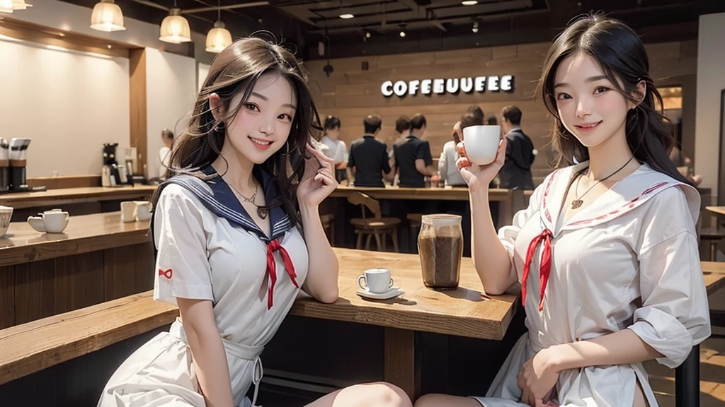 (((((((Emphasize cleavage)))))))
((((((((A junior high school girl in a sexy white short-sleeved sailor uniform))))))))
(((((((お洒落でcuteInside the Starbucks store)))))))
8K、RAW Photos、Highest quality、Super detailed、Super Resolution、Ultra HD、8K壁紙、Amazing details
(((((((Inside the Starbucks store)))))))、
((((((Sit down and eat cake、Drink Starbucks coffee、smile))))))、((Heart Necklace))
Modern and sleek design:Interior design using natural materials、Many of the designs are warm and made using wood and metal.。
Large windows:自然光をたっぷり取り入れるためのLarge windowsがあり、Providing a bright and open space。
Green Interior:Potted plants are effectively placed、It creates a relaxing atmosphere。
artwork:Works by local artists、Starbucks-related art on display。
Cozy seating:Cushioned chairs and sofas、Bar sheet etc.、A variety of seating options available。
Open kitchen area:Being able to see how drinks and food are made、We provide peace of mind and transparency。
Unique lighting:Antique lamps and chandeliers、Modern lighting fixtures are used。
Comfortable background music:Relaxing music is playing、A comfortable space is provided。
Wide々Table space:一人でもグループでも使いやすいWide々There is a table with。
Community Table:There is a large table where you can socialize with other customers.。
Seasonal decorations:The decorations are themed according to the season.。
Design with a local feel:The design incorporates the local culture and characteristics.。
Fragrance production:コーヒーの香りが店内にWideがり、A space that satisfies the five senses has been created.。
Conversation with a barista:フレンドリーなConversation with a baristaが楽しめるカウンターエリアがあります。
8K、RAW Photos、Highest quality、masterpiece:1.2、Super detailed、Super Resolution、Ultra HD、8K壁紙、Amazing details、Photorealistic:1.4、Having fun by the water、Full Body Shot、Full body photo、High-resolution RAW color photos、Professional photos、A scene full of emotion、Very detailed and beautiful、Ultra HD、8K壁紙、Amazing details、Huge file sizes、Highly detailed beautiful girls、Highly detailed face Highly detailed eyes、Extremely realistic skin、 Highly detailed fingers, Highly detailed nose, Highly detailed mouth, Perfect Anatomy, Highly detailed background, Highly detailed clothing, , cute女の子, Famous Japanese Idols, cute, Realistic body, Slender, White skin, Glowing Skin, Slim body, Realistic Face, Delicate eyes, double eyelid,