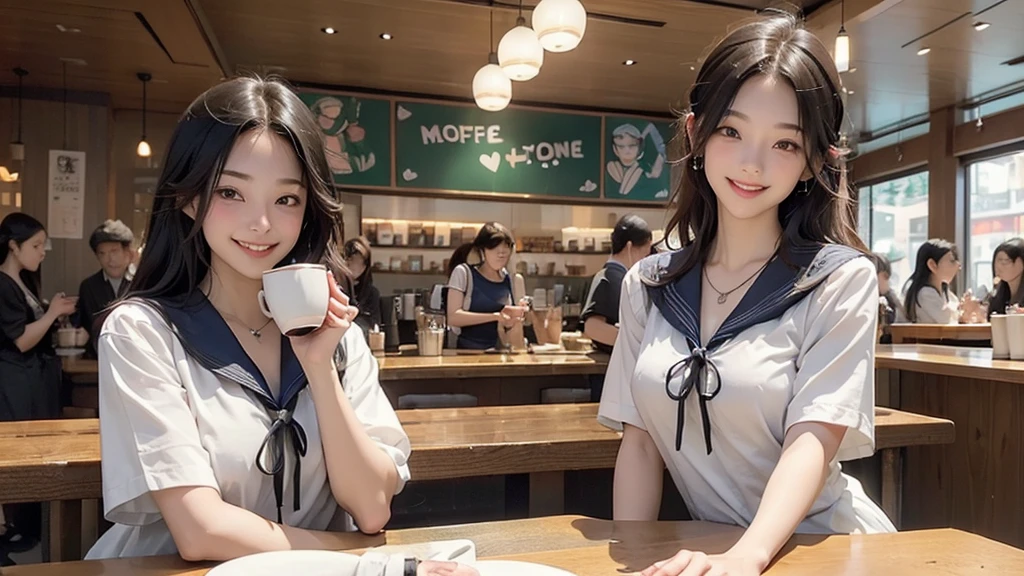 (((((((Emphasize cleavage)))))))
((((((((A junior high school girl in a sexy white short-sleeved sailor uniform))))))))
(((((((お洒落でcuteInside the Starbucks store)))))))
8K、RAW Photos、Highest quality、Super detailed、Super Resolution、Ultra HD、8K壁紙、Amazing details
(((((((Inside the Starbucks store)))))))、
((((((Sit down and eat cake、Drink Starbucks coffee、smile))))))、((Heart Necklace))
Modern and sleek design:Interior design using natural materials、Many of the designs are warm and made using wood and metal.。
Large windows:自然光をたっぷり取り入れるためのLarge windowsがあり、Providing a bright and open space。
Green Interior:Potted plants are effectively placed、It creates a relaxing atmosphere。
artwork:Works by local artists、Starbucks-related art on display。
Cozy seating:Cushioned chairs and sofas、Bar sheet etc.、A variety of seating options available。
Open kitchen area:Being able to see how drinks and food are made、We provide peace of mind and transparency。
Unique lighting:Antique lamps and chandeliers、Modern lighting fixtures are used。
Comfortable background music:Relaxing music is playing、A comfortable space is provided。
Wide々Table space:一人でもグループでも使いやすいWide々There is a table with。
Community Table:There is a large table where you can socialize with other customers.。
Seasonal decorations:The decorations are themed according to the season.。
Design with a local feel:The design incorporates the local culture and characteristics.。
Fragrance production:コーヒーの香りが店内にWideがり、A space that satisfies the five senses has been created.。
Conversation with a barista:フレンドリーなConversation with a baristaが楽しめるカウンターエリアがあります。
8K、RAW Photos、Highest quality、masterpiece:1.2、Super detailed、Super Resolution、Ultra HD、8K壁紙、Amazing details、Photorealistic:1.4、Having fun by the water、Full Body Shot、Full body photo、High-resolution RAW color photos、Professional photos、A scene full of emotion、Very detailed and beautiful、Ultra HD、8K壁紙、Amazing details、Huge file sizes、Highly detailed beautiful girls、Highly detailed face Highly detailed eyes、Extremely realistic skin、 Highly detailed fingers, Highly detailed nose, Highly detailed mouth, Perfect Anatomy, Highly detailed background, Highly detailed clothing, Teen, cute女の子, Famous Japanese Idols, cute, Realistic body, Slender, White skin, Glowing Skin, Slim body, Realistic Face, Delicate eyes, double eyelid,