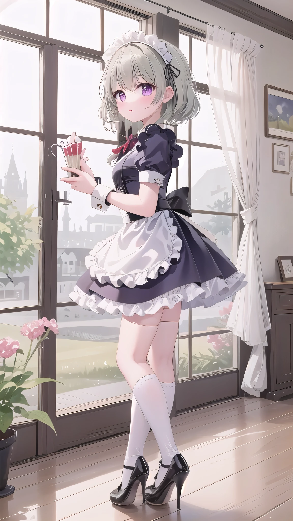 best quality,(Kawaii:1.1),(charming),(high resolution:1.2),Incredibly ridiculous resources:1.3,Incredibly beautiful illustrations,charming女性 ,Maid costume