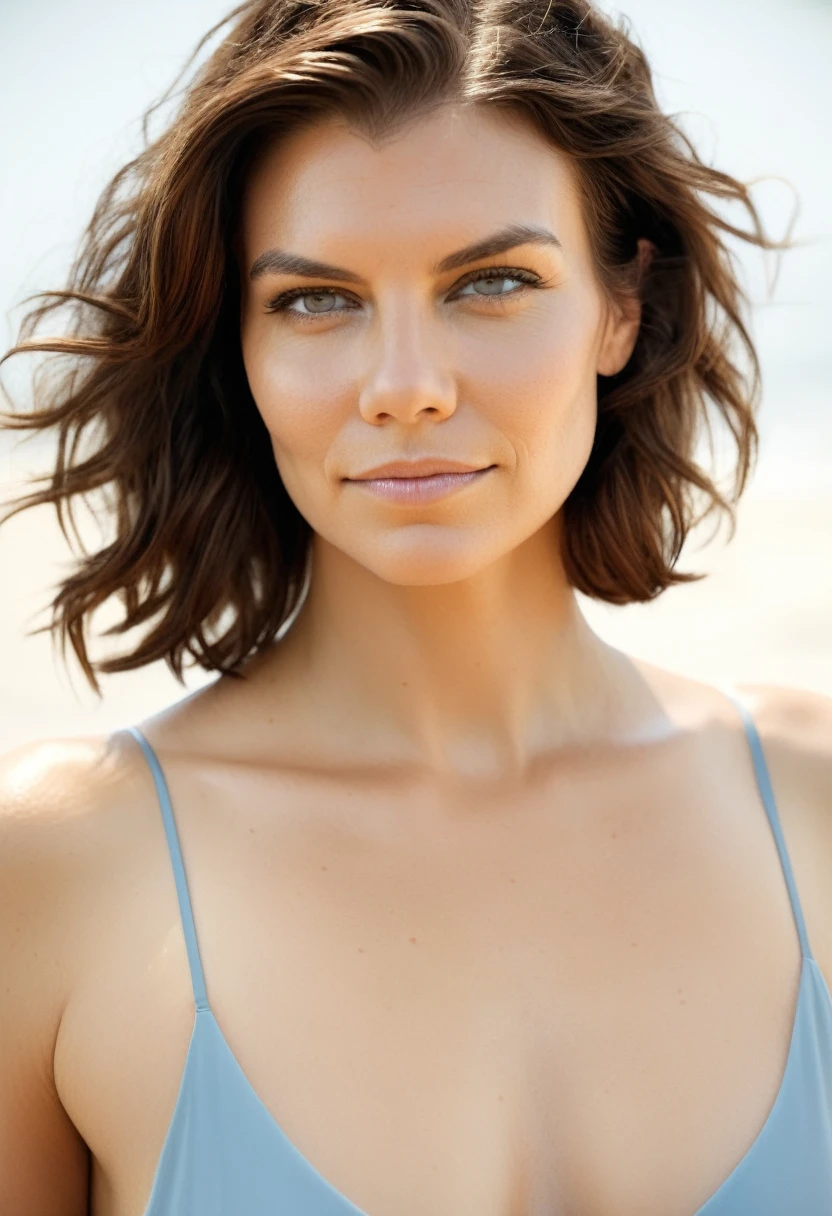 high quality Erotic celebrity photograph , celebrity erotic photograph , (lauren_cohan), Lauren Cohan , pretty , photoshoot, wearing a sweaty sexy mini light blue top, dark cinematic atmosphere , (slight curly hair:1.4 , extremely long hair) extremely long hair , erotic photoshoot , shiny s weaty skin, seductive smiling , posing on beach, wet hair, erotic lighting , rosy white pale skin tone , erect nipples , celebrity, female, woman, hollywood actress, , erotic angle , fleshy muscular woman , ( natural lights, photorealistic, depth of field, insanely detailed skin texture, hyper detailed features )