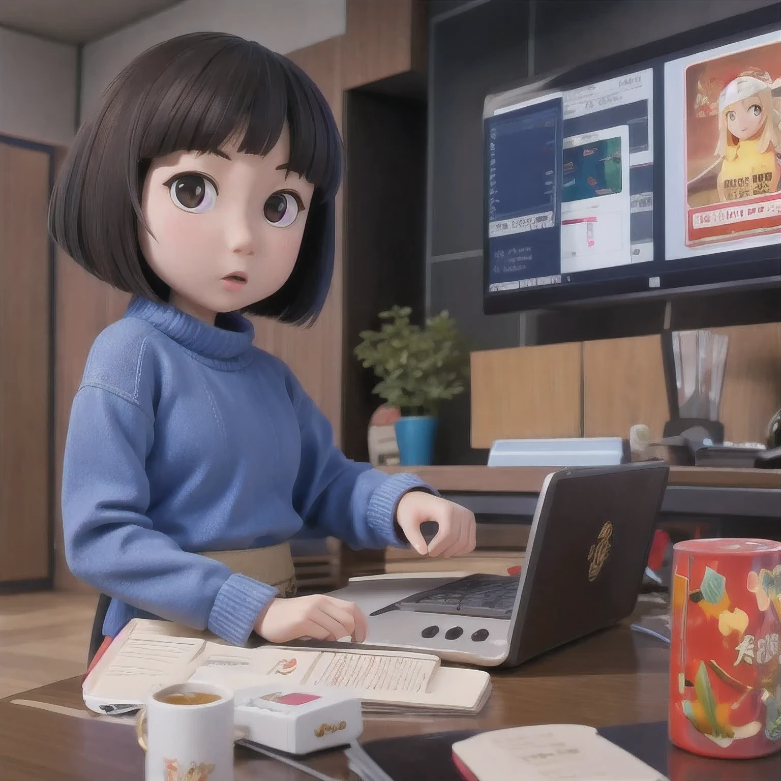 rafed  asian girl in a sweater looking at a computer screen, screenshot from a movie, the hime cut, still from a live action movie, lofi girl, highlight scene of the movie, still from a movie, still frame from a movie, lofi girl aesthetic, with short hair, still from the movie, lofi, scene from live action movie